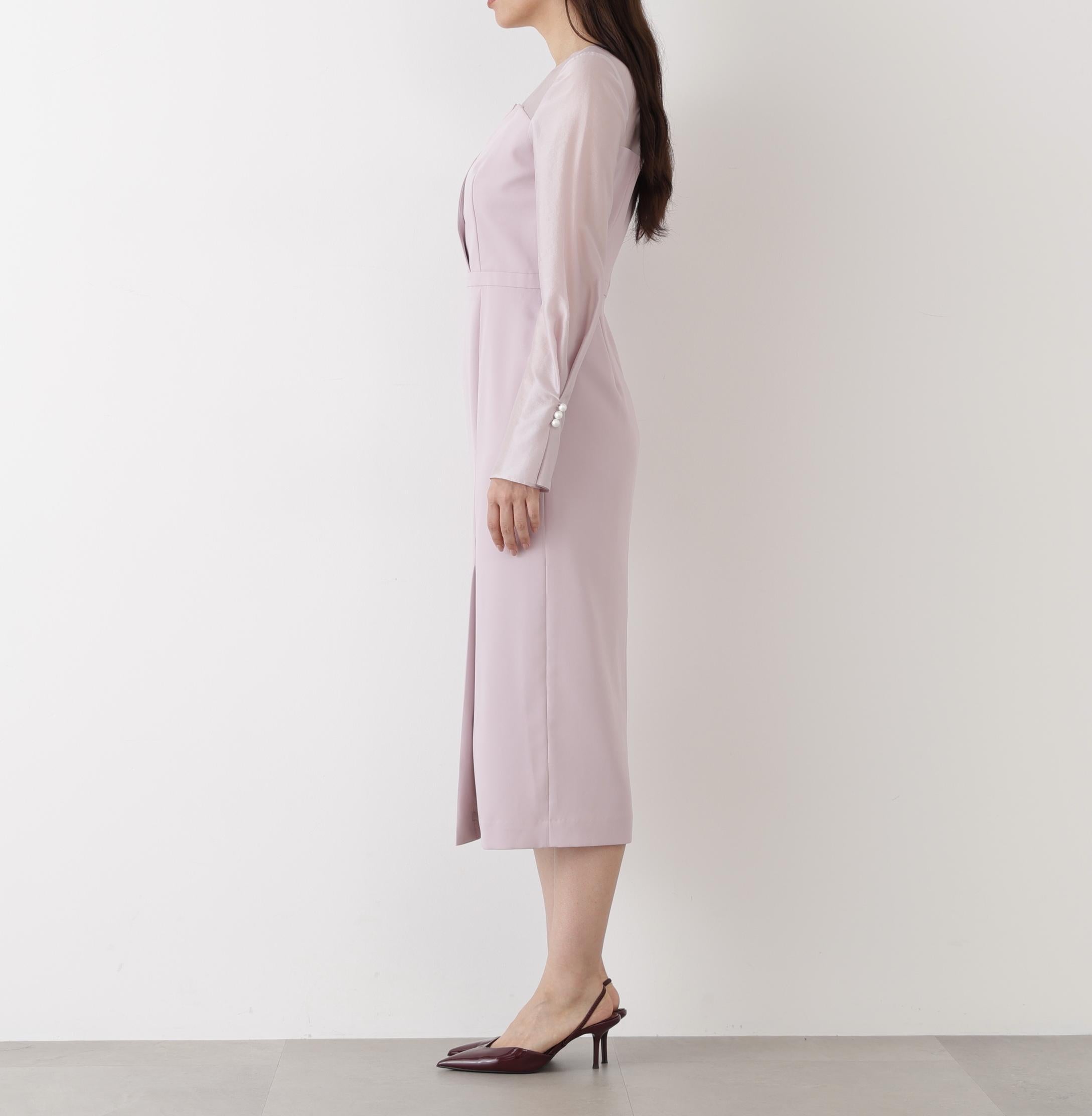 ◆パールスリーブドッキングワンピース ライラック2
