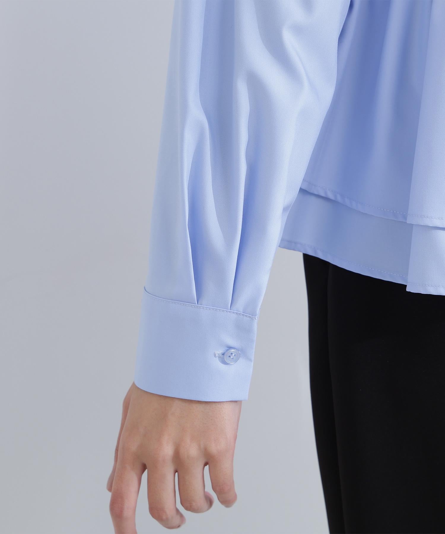 フリルカラーシャツ ブルー