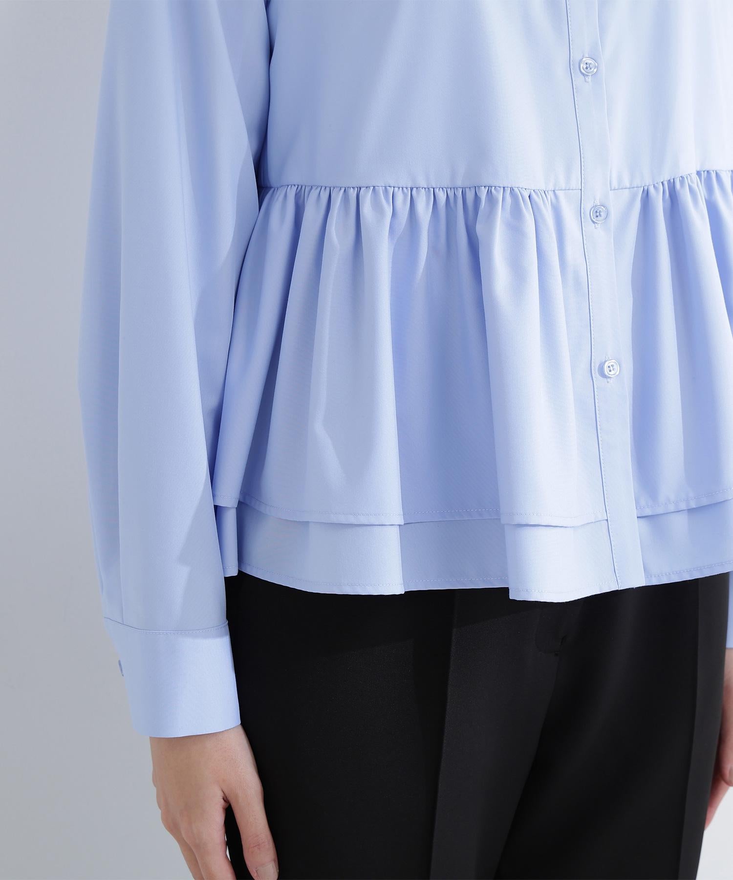 フリルカラーシャツ ブルー