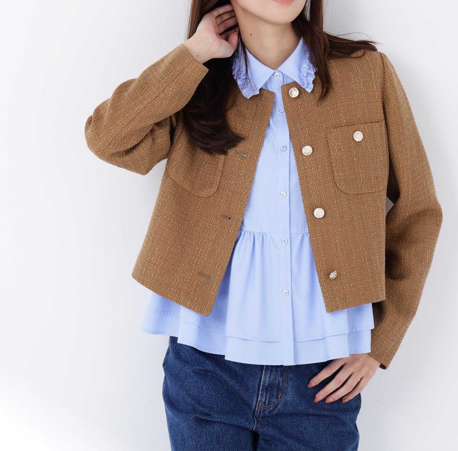 フリルカラーシャツ ブルー