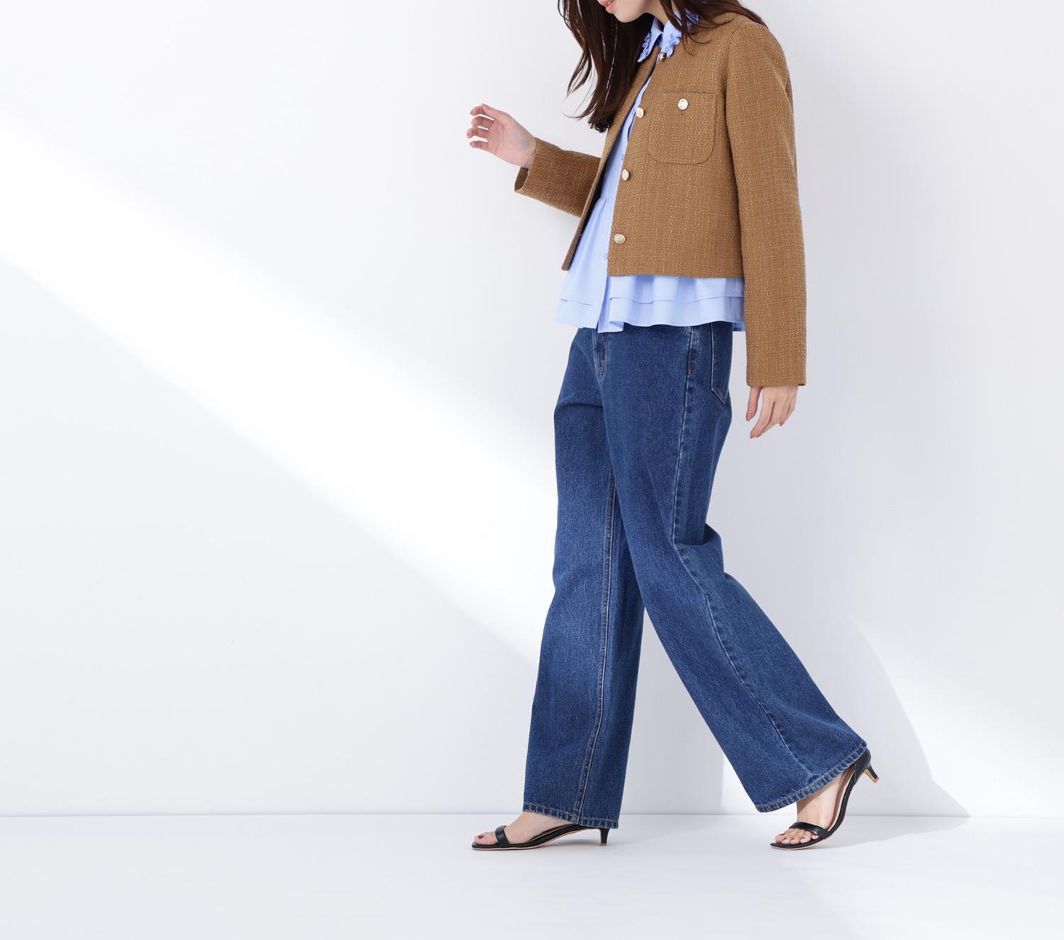 フリルカラーシャツ ブルー