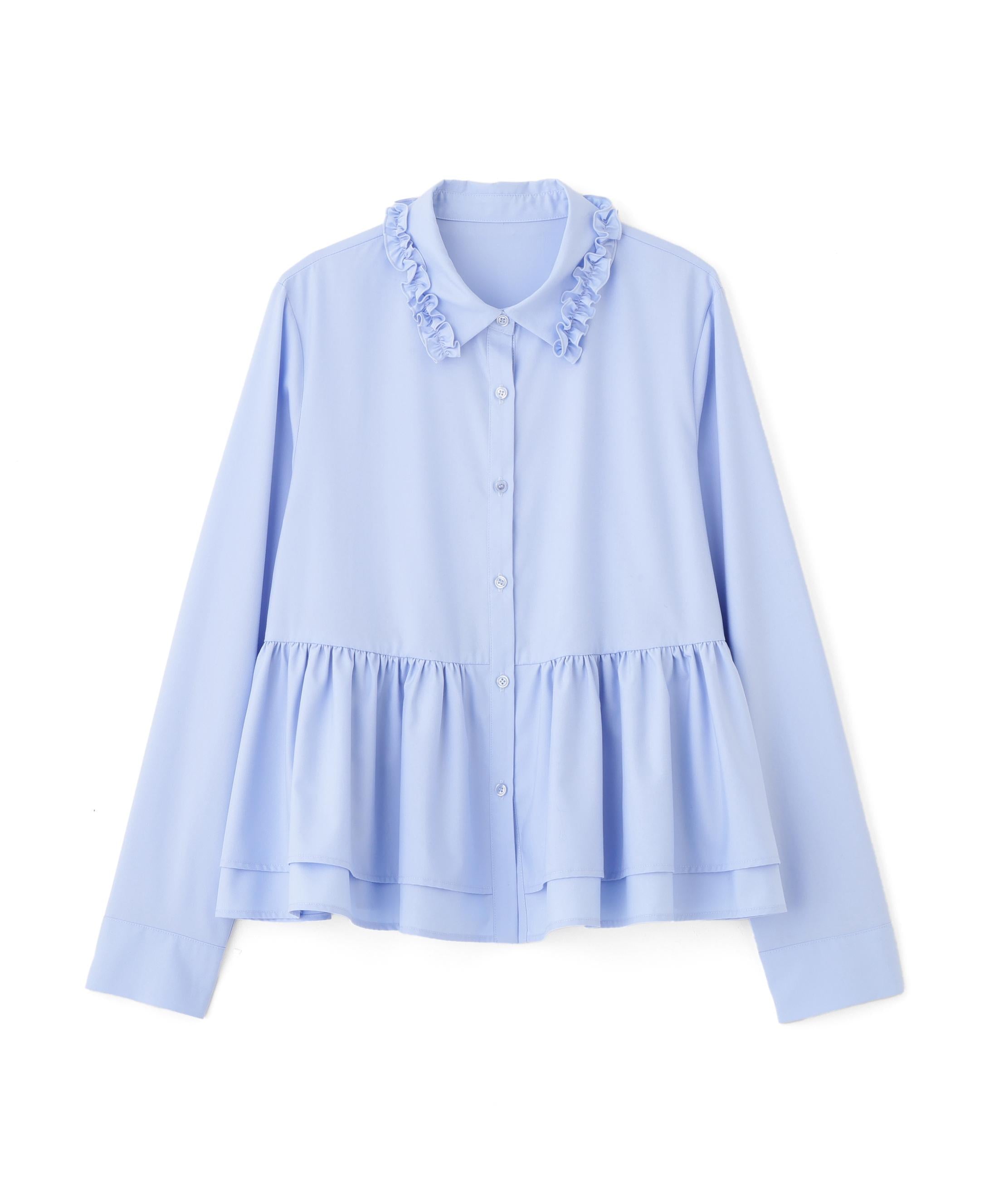 フリルカラーシャツ ブルー