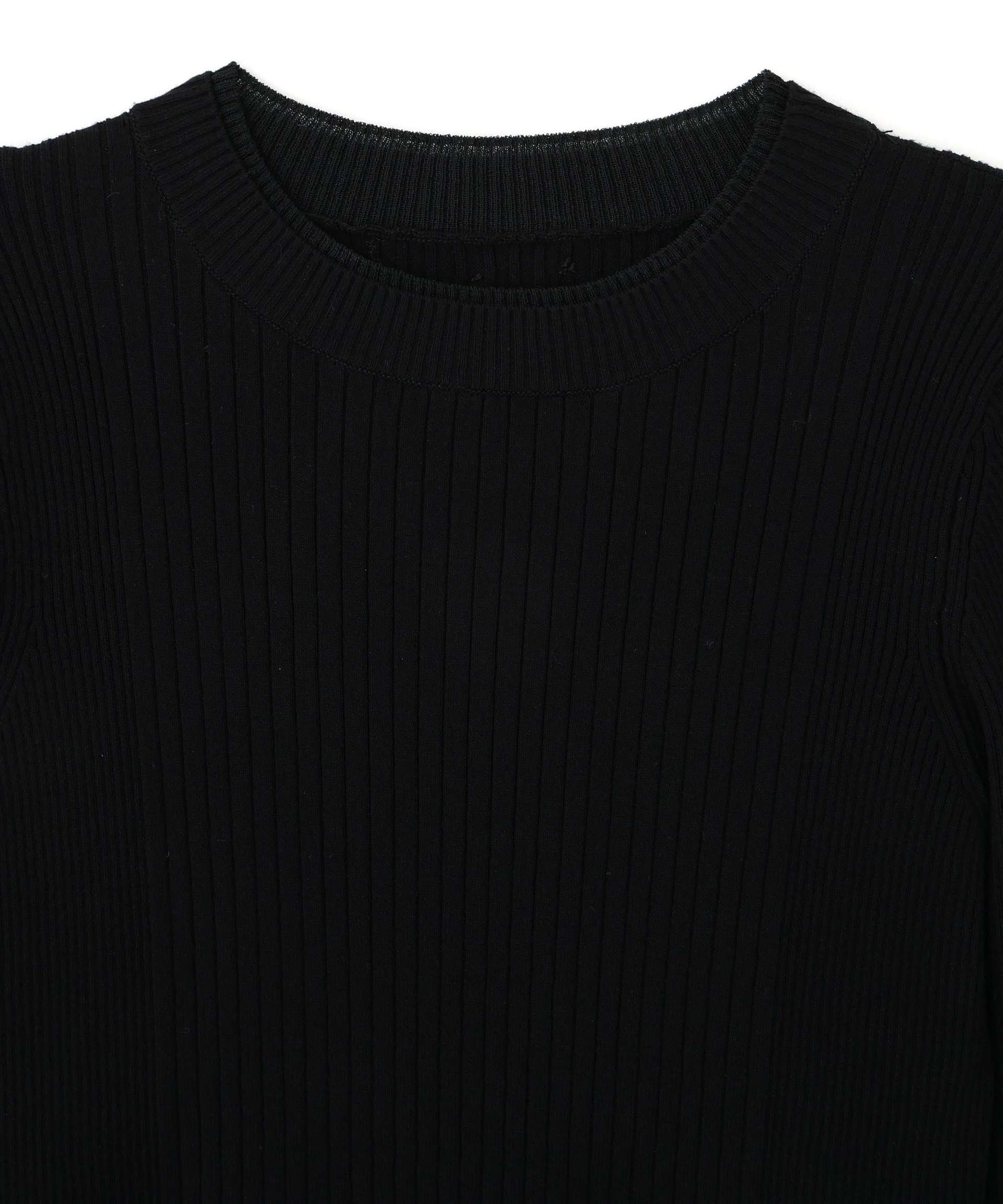 袖ボタンリブニット ブラック