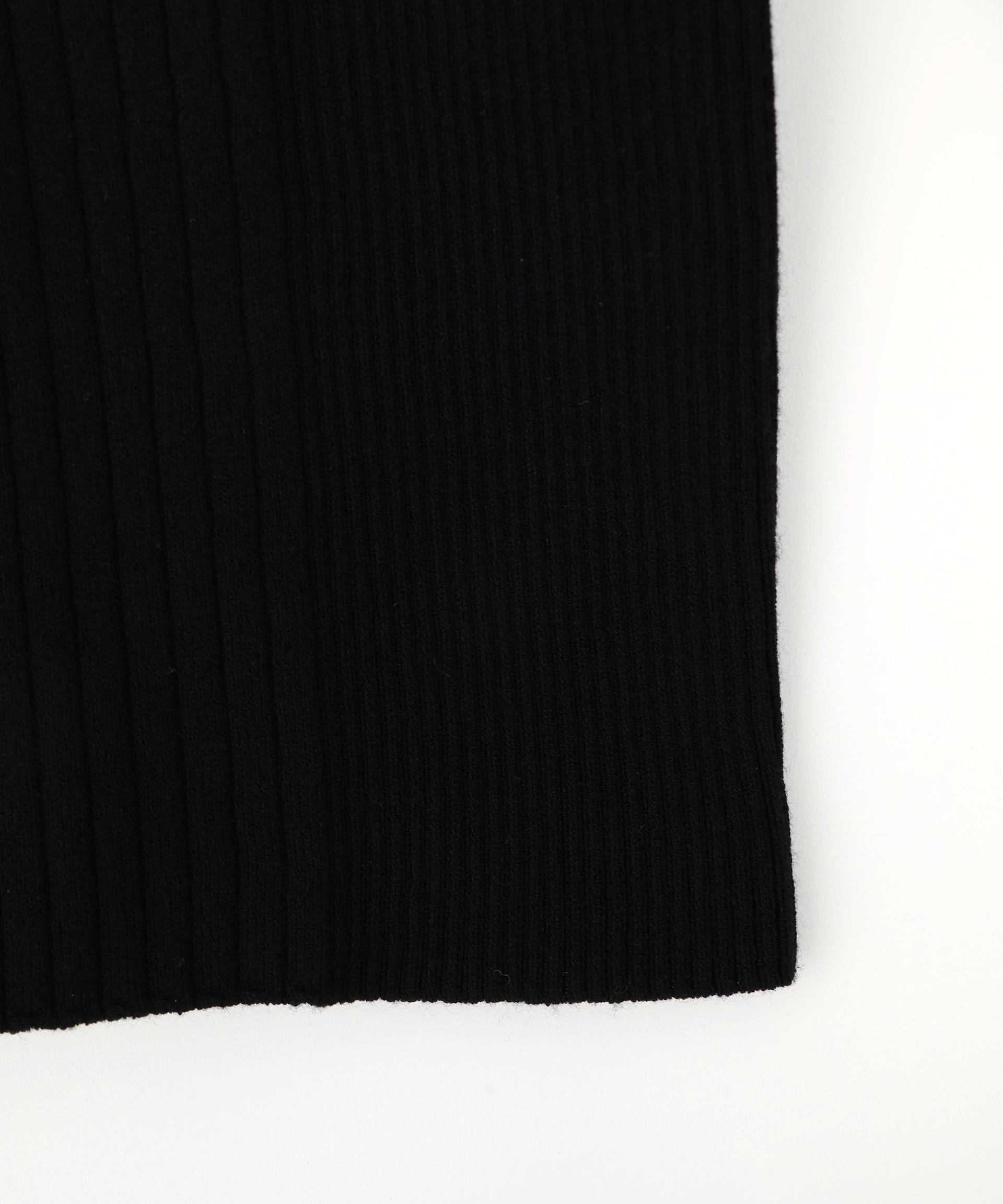 袖ボタンリブニット ブラック