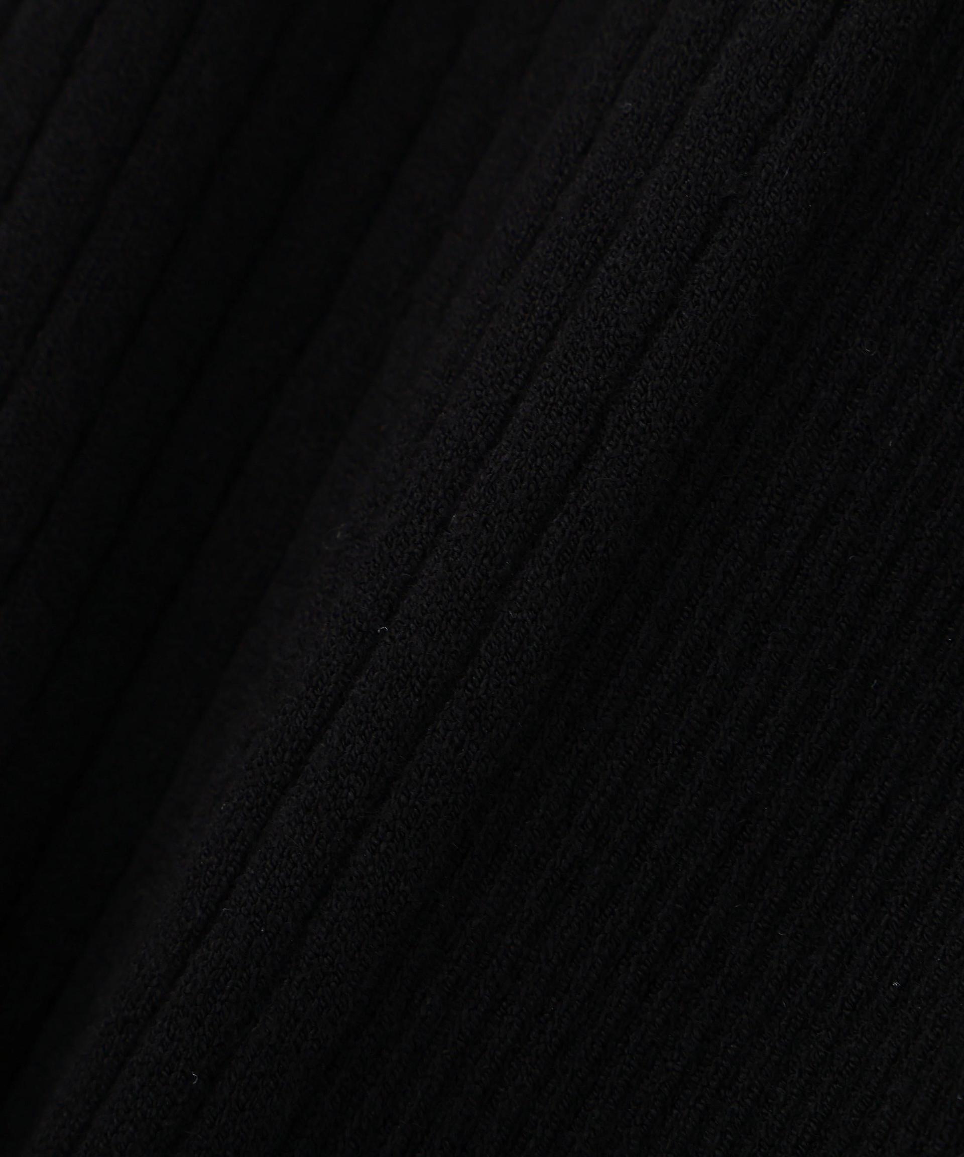 袖ボタンリブニット ブラック