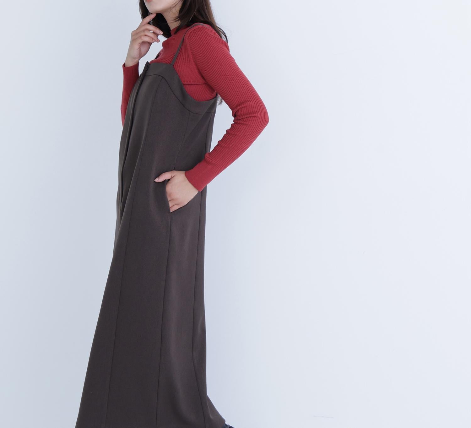 キャミワンピース ダークブラウン1