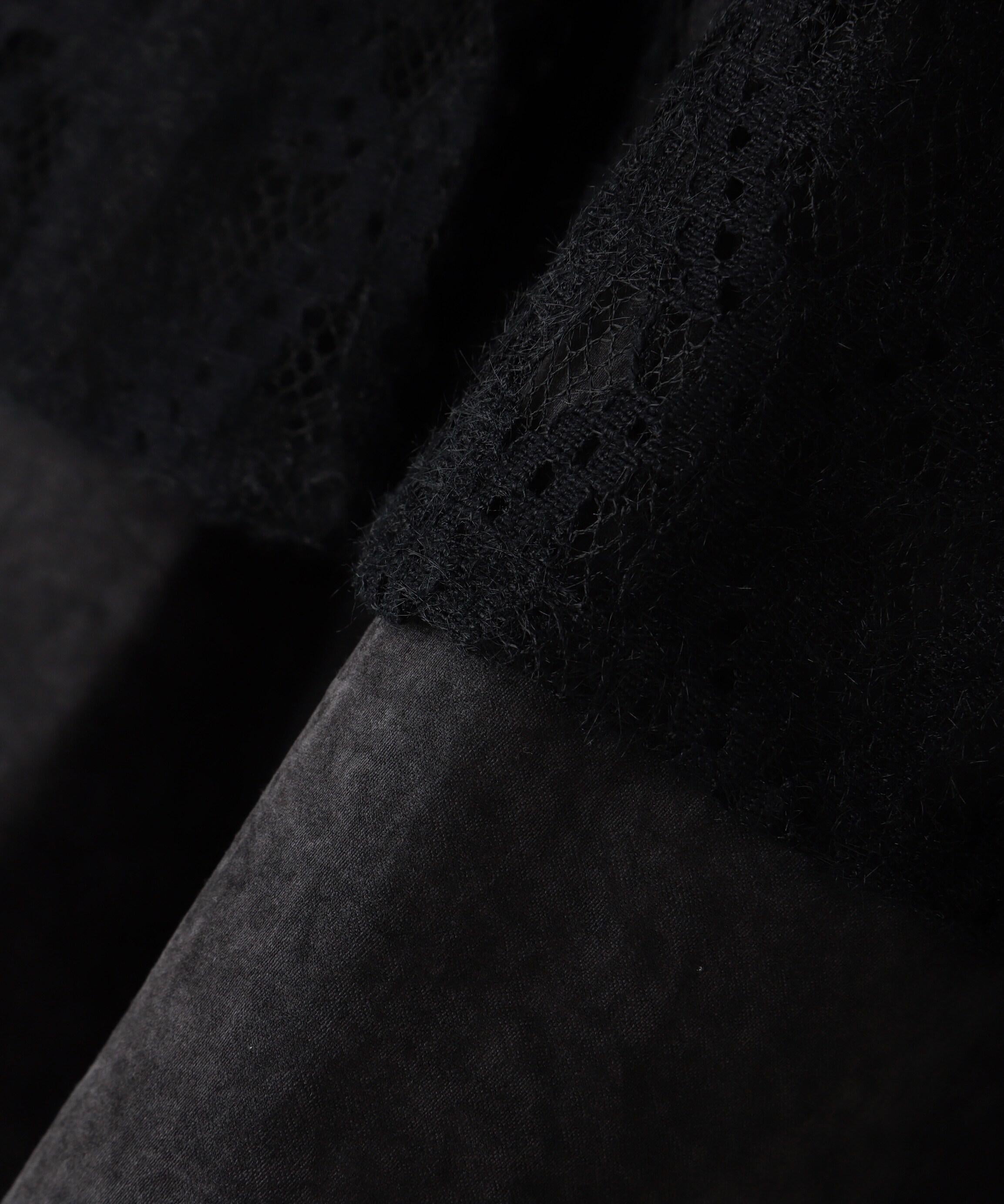 起毛レースティアードミニスカート ブラック