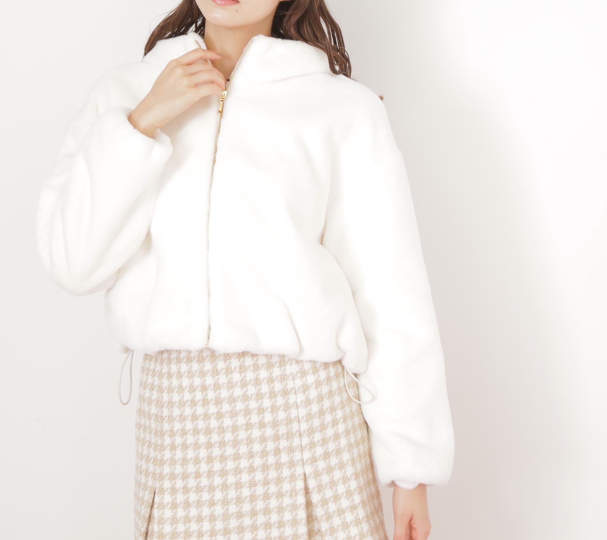 フェイクファーフーディー ホワイト