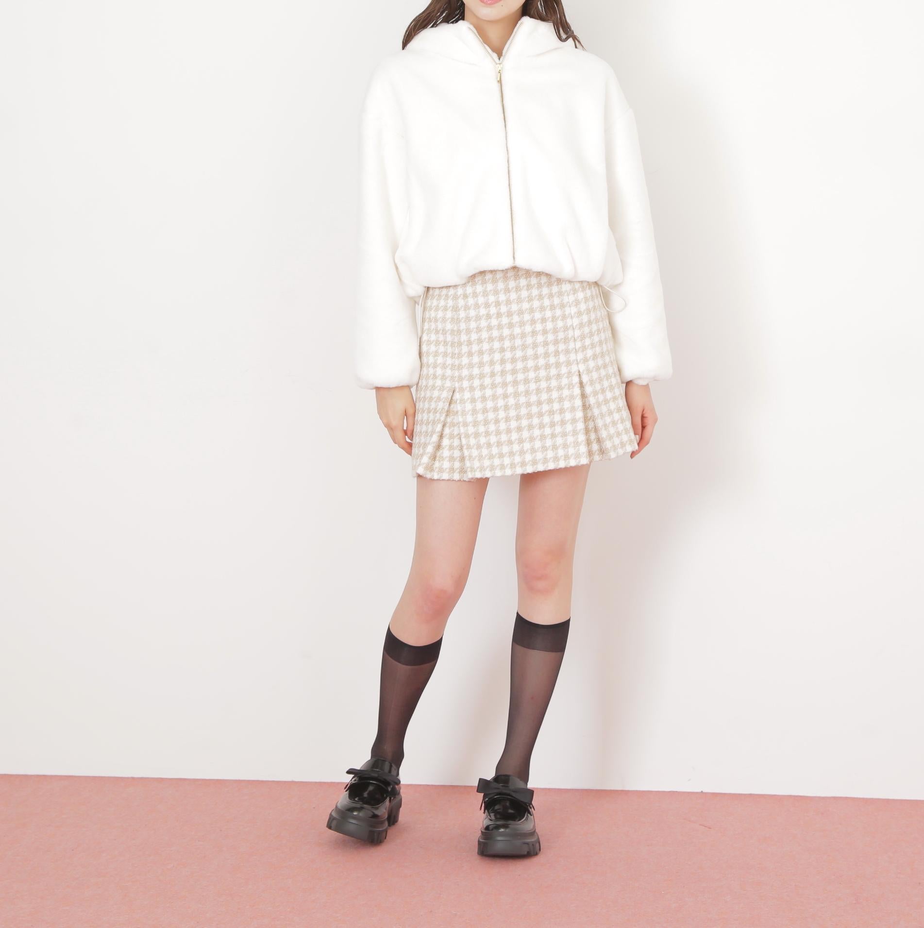 フェイクファーフーディー ホワイト