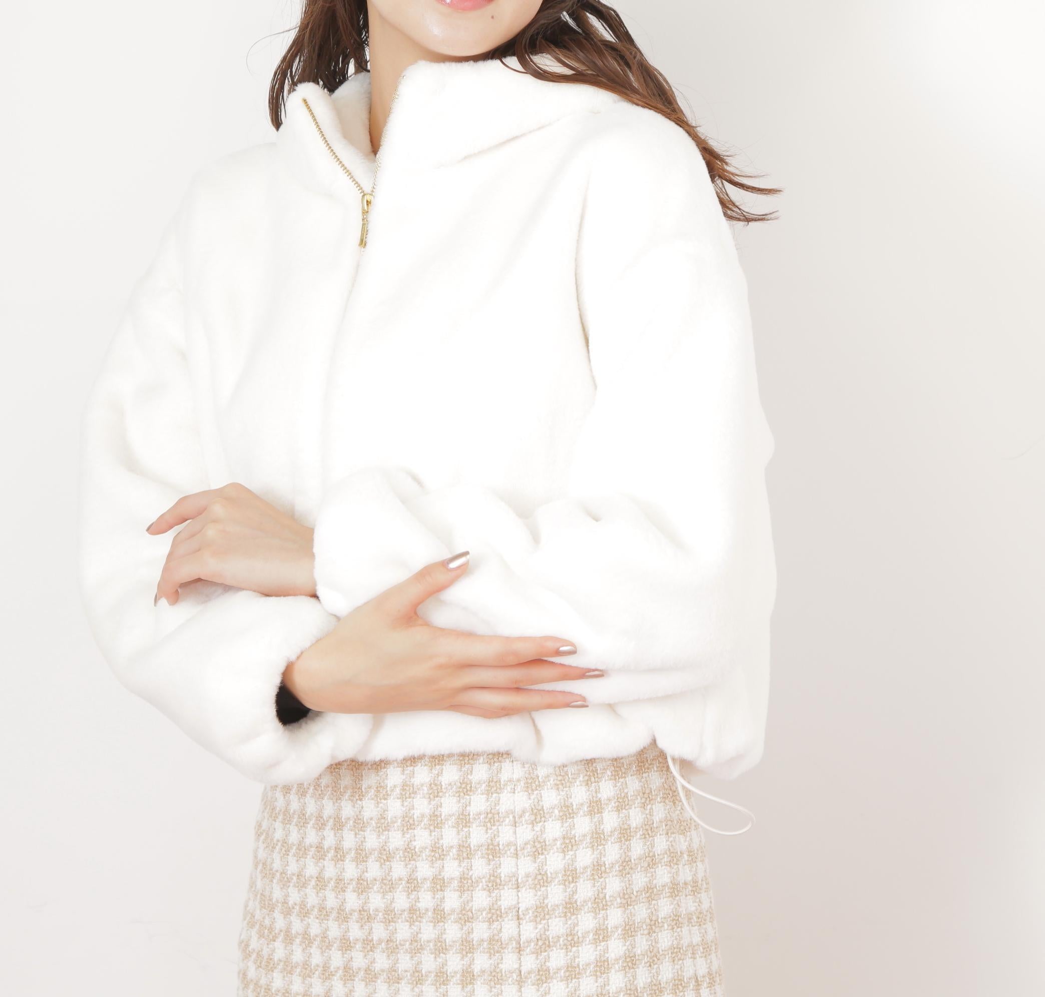 フェイクファーフーディー ホワイト