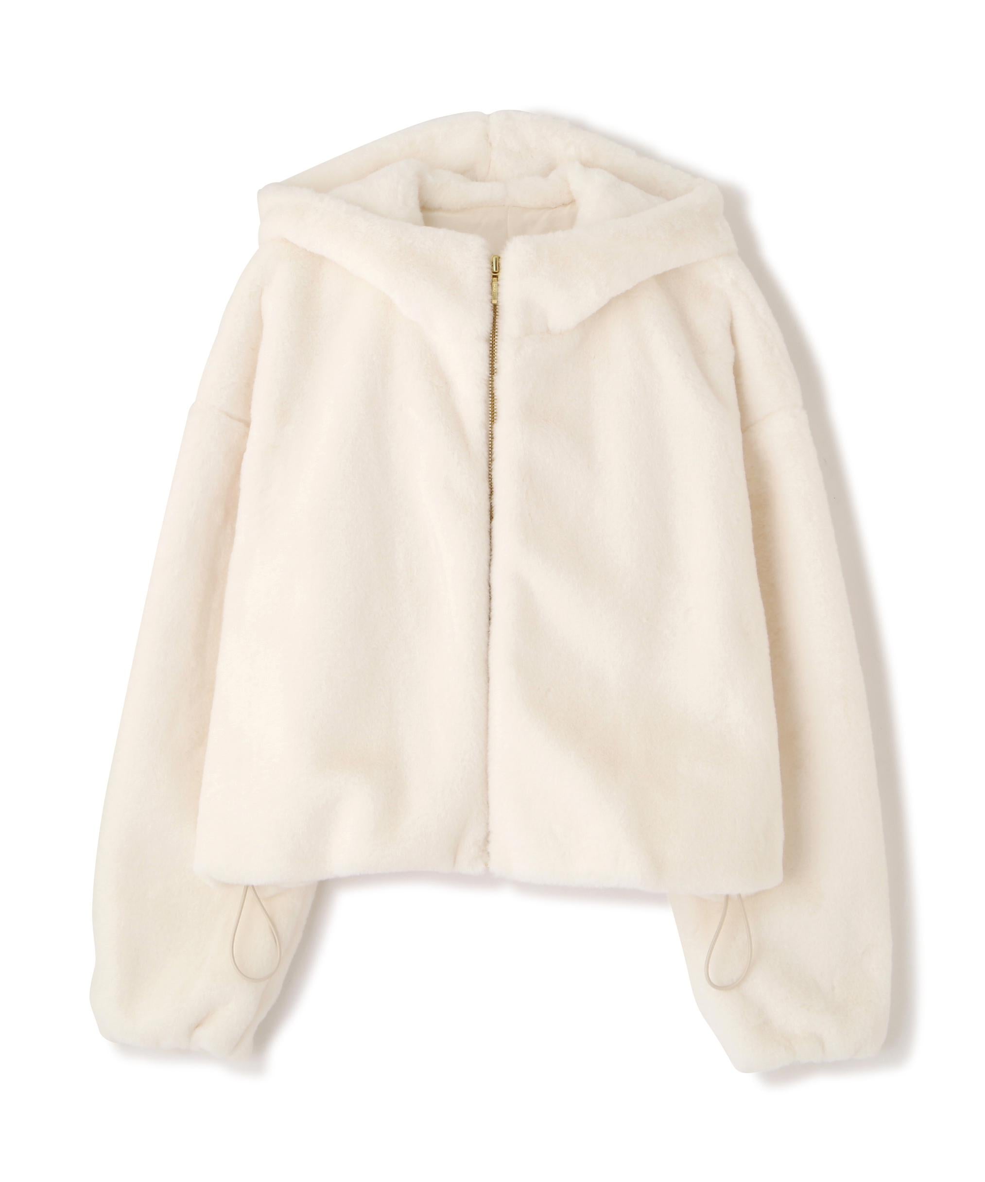 フェイクファーフーディー ホワイト