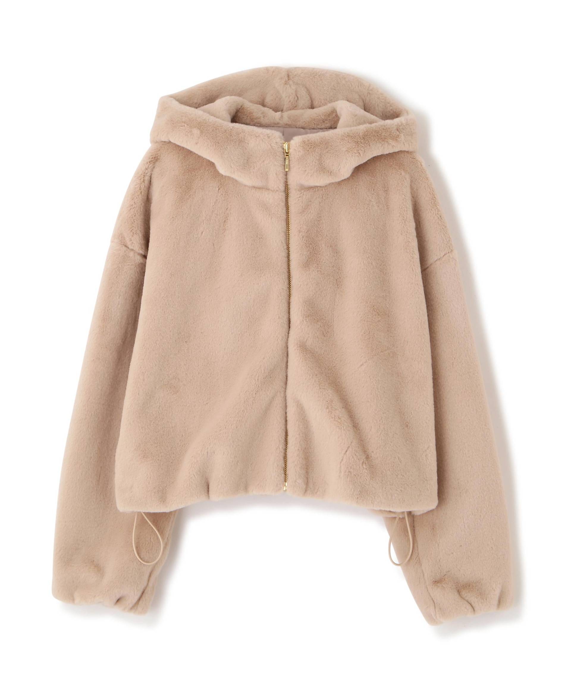 フェイクファーフーディー ベージュ