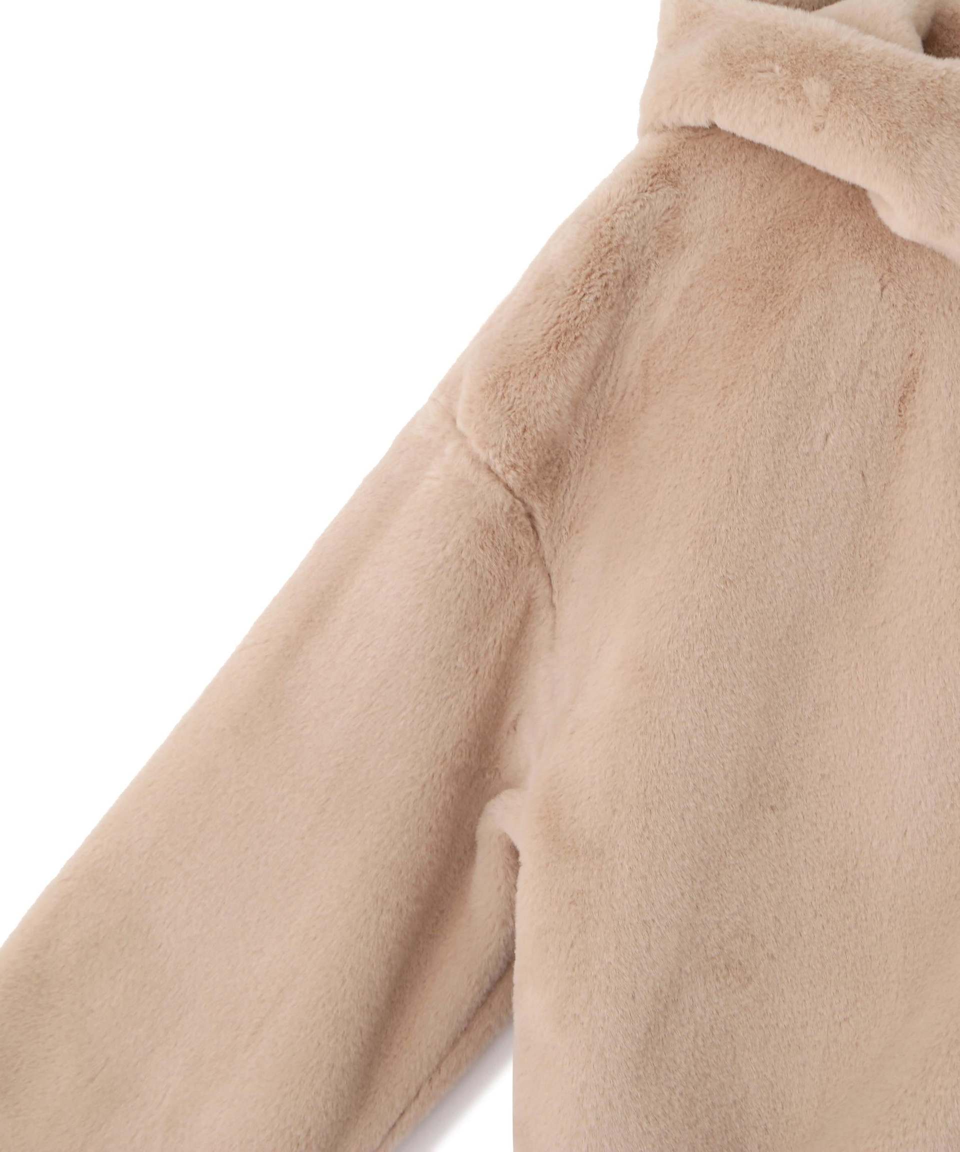 フェイクファーフーディー ベージュ