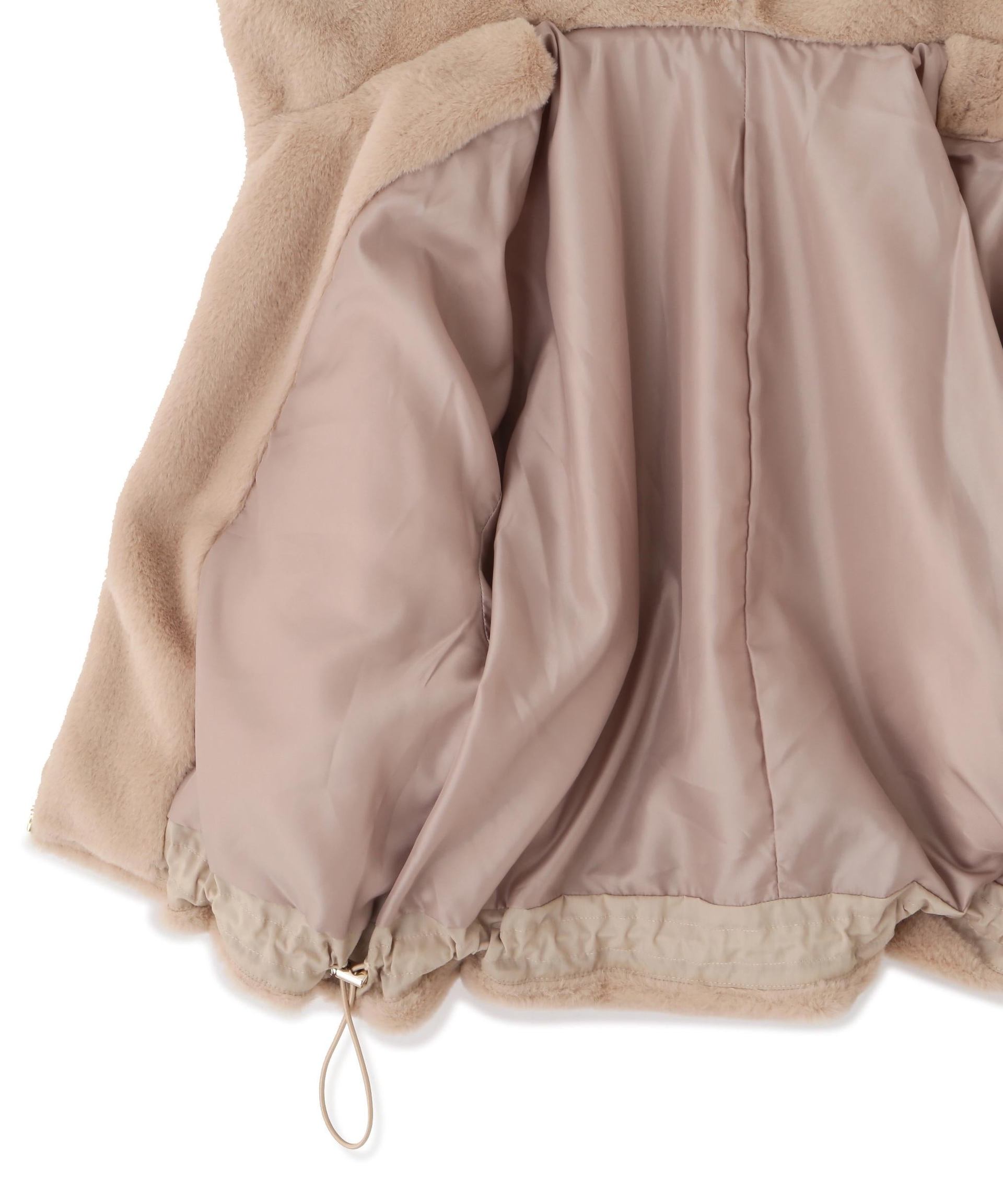 フェイクファーフーディー ベージュ