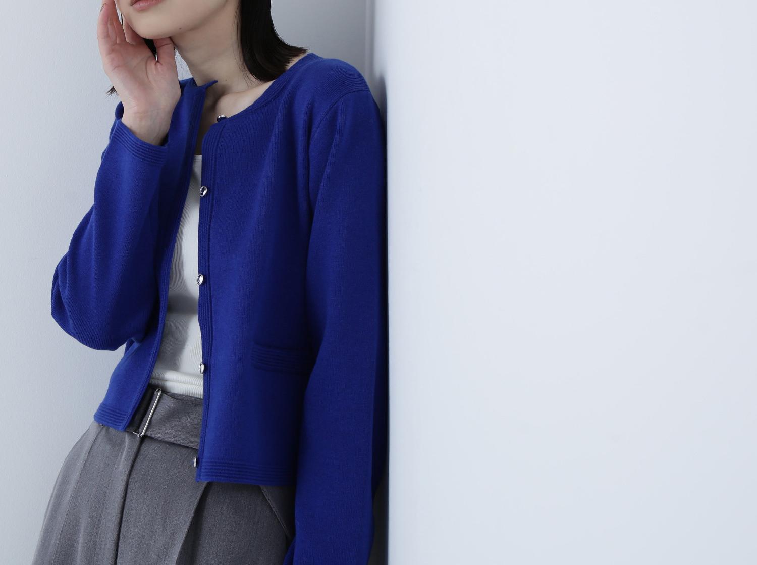 シルクブレンドカーディガン ディープブルー1
