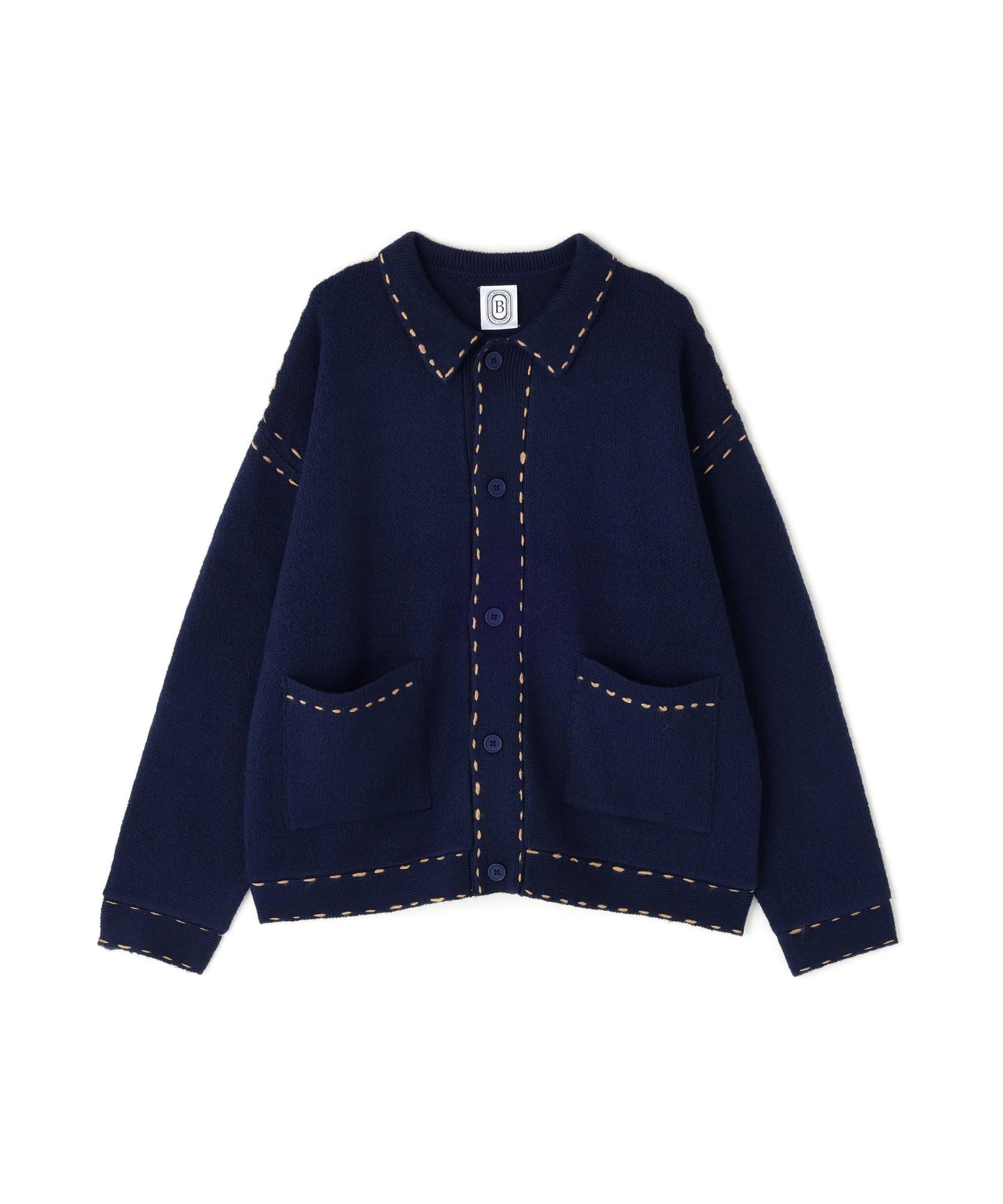 B omnivore/ビーオムニボー 起毛KNIT HAND JACKET ネイビー