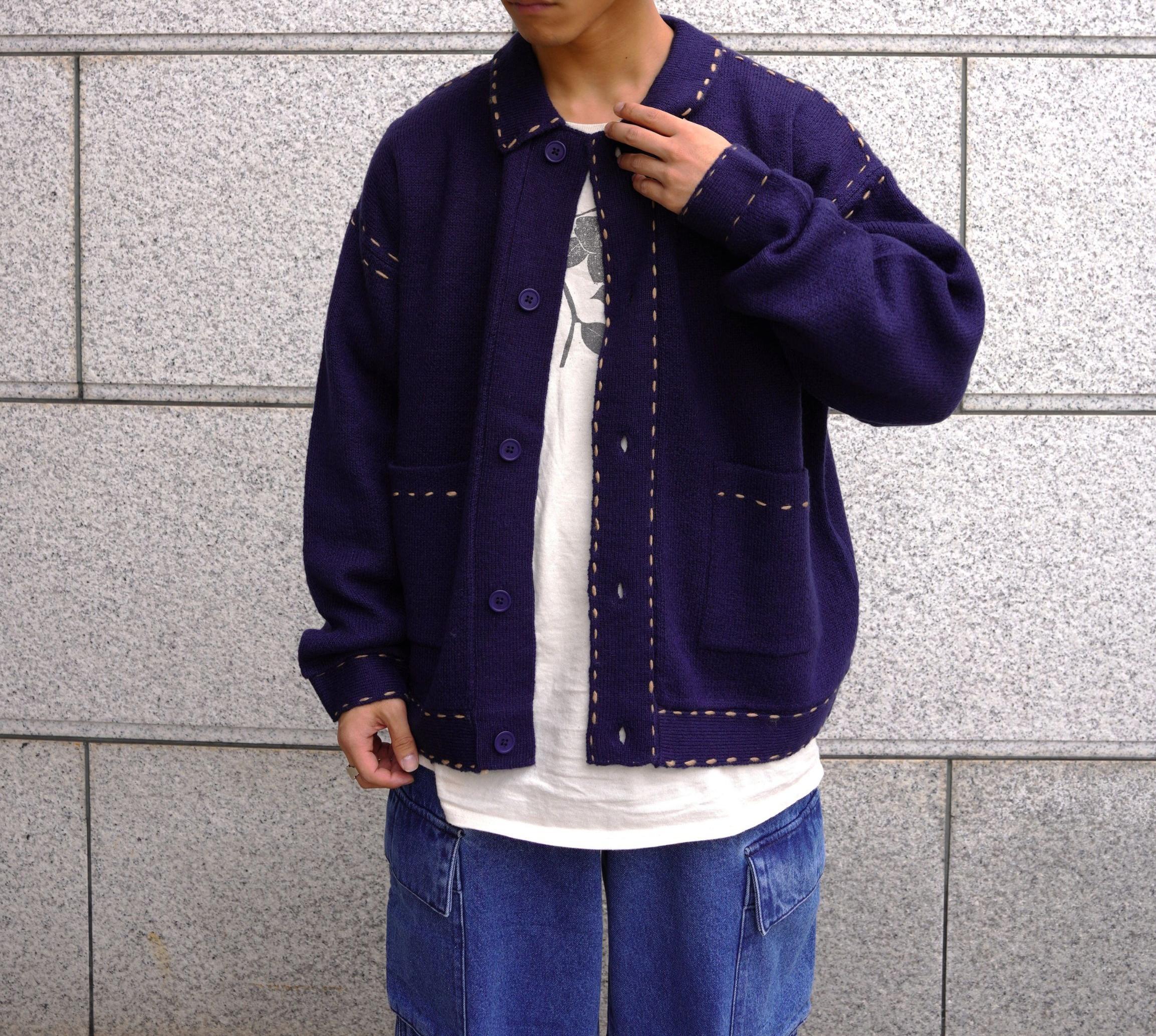 B omnivore/ビーオムニボー 起毛KNIT HAND JACKET ネイビー