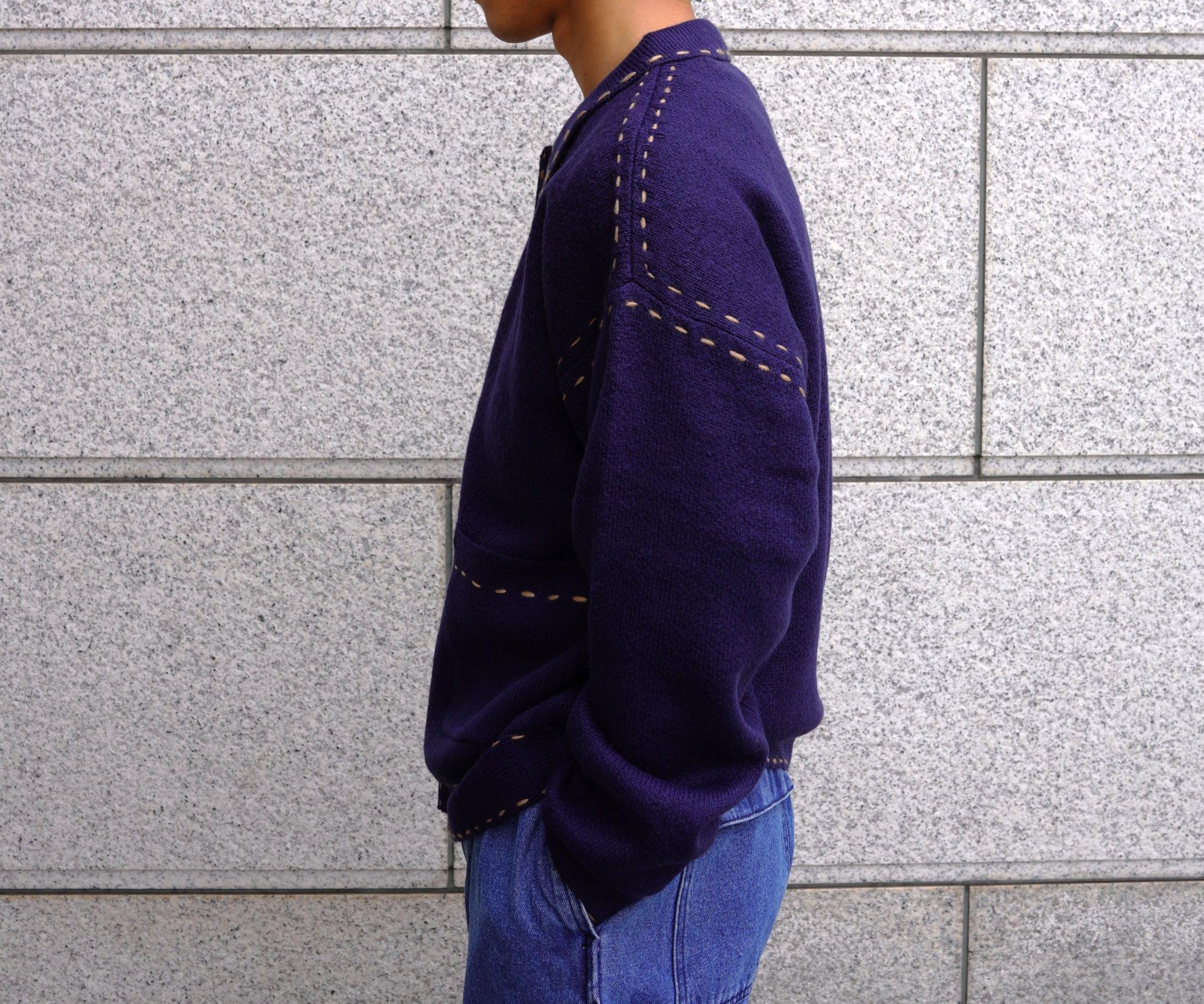 B omnivore/ビーオムニボー 起毛KNIT HAND JACKET ネイビー