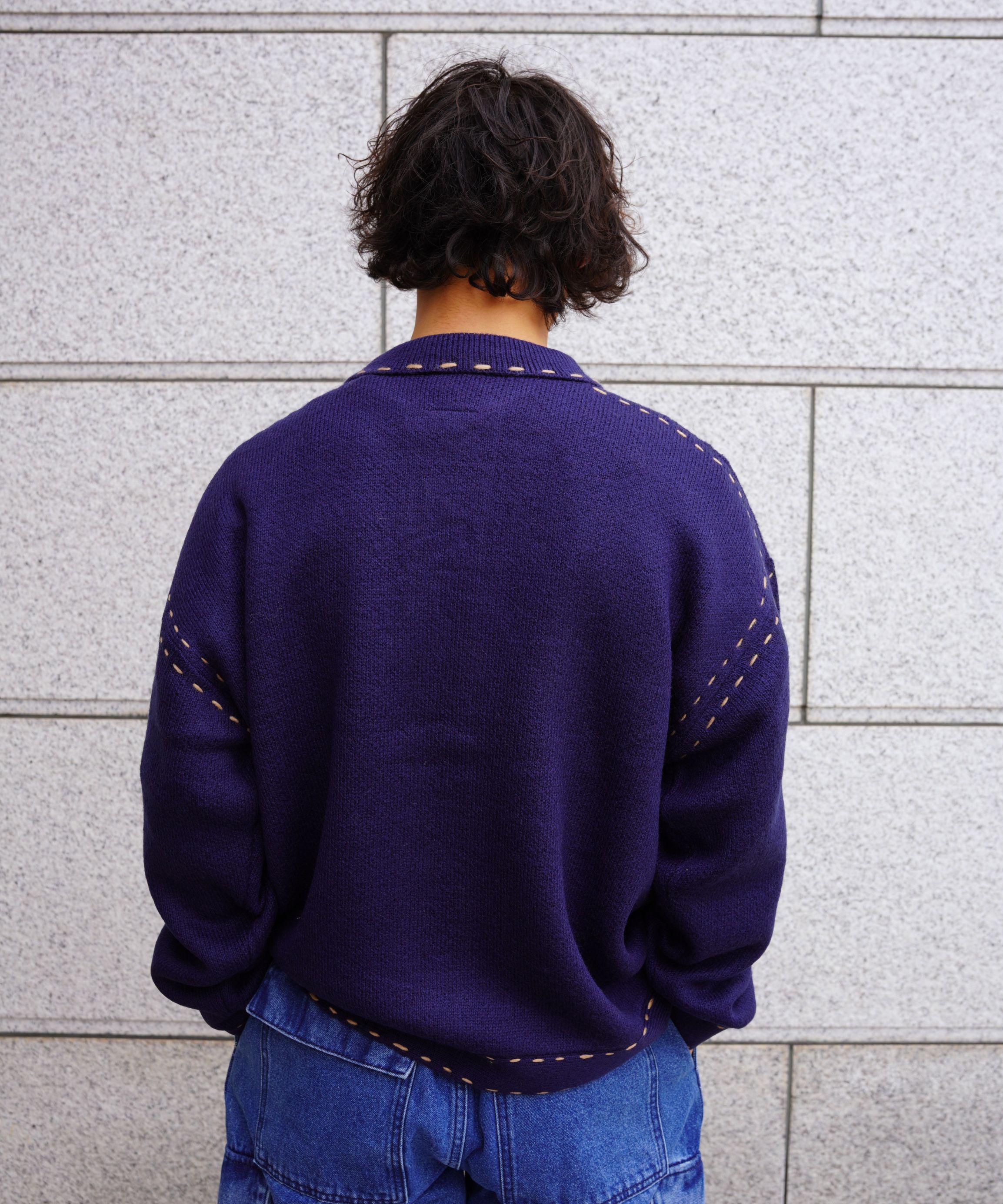 B omnivore/ビーオムニボー 起毛KNIT HAND JACKET ネイビー