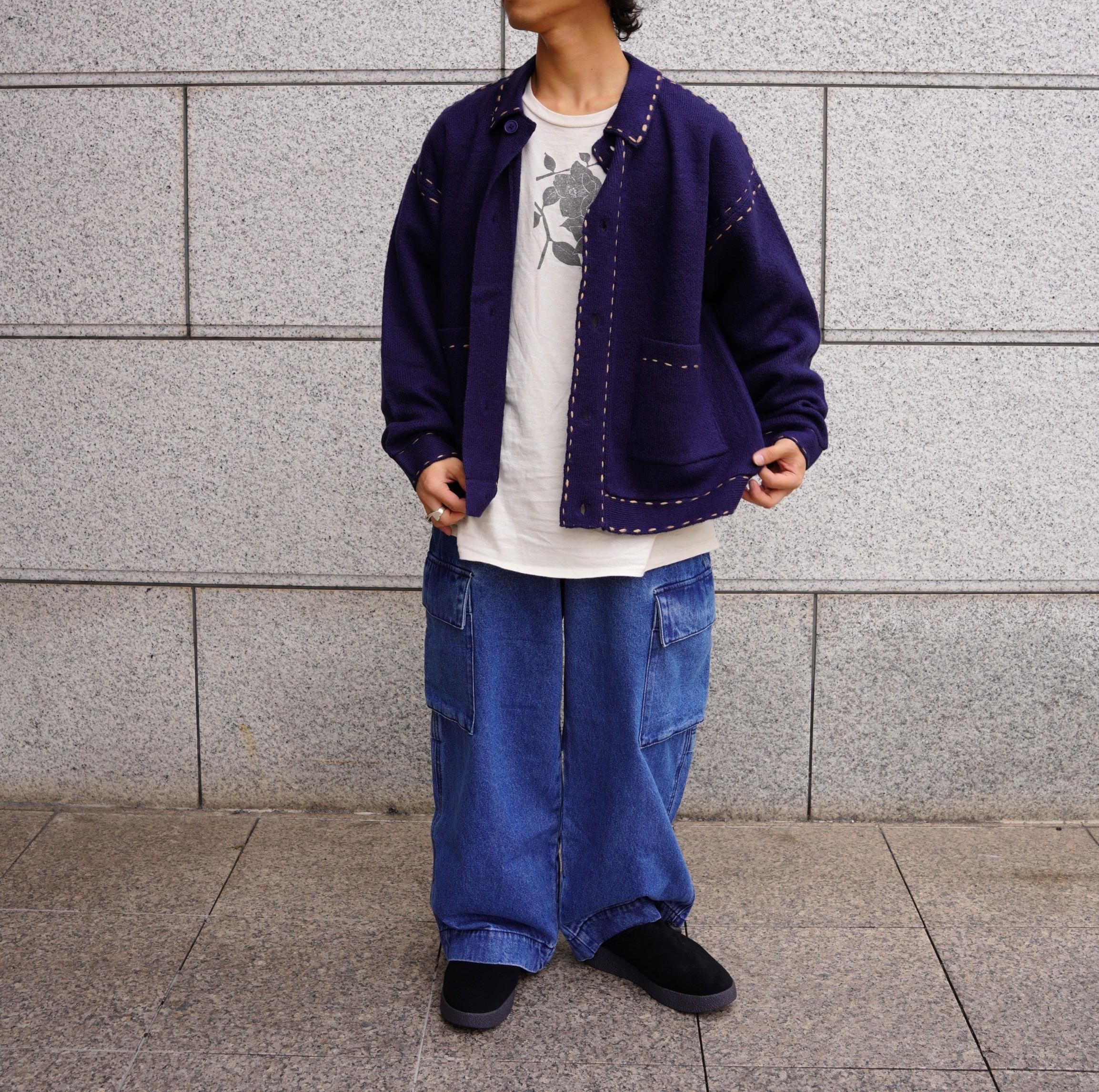 B omnivore/ビーオムニボー 起毛KNIT HAND JACKET ネイビー