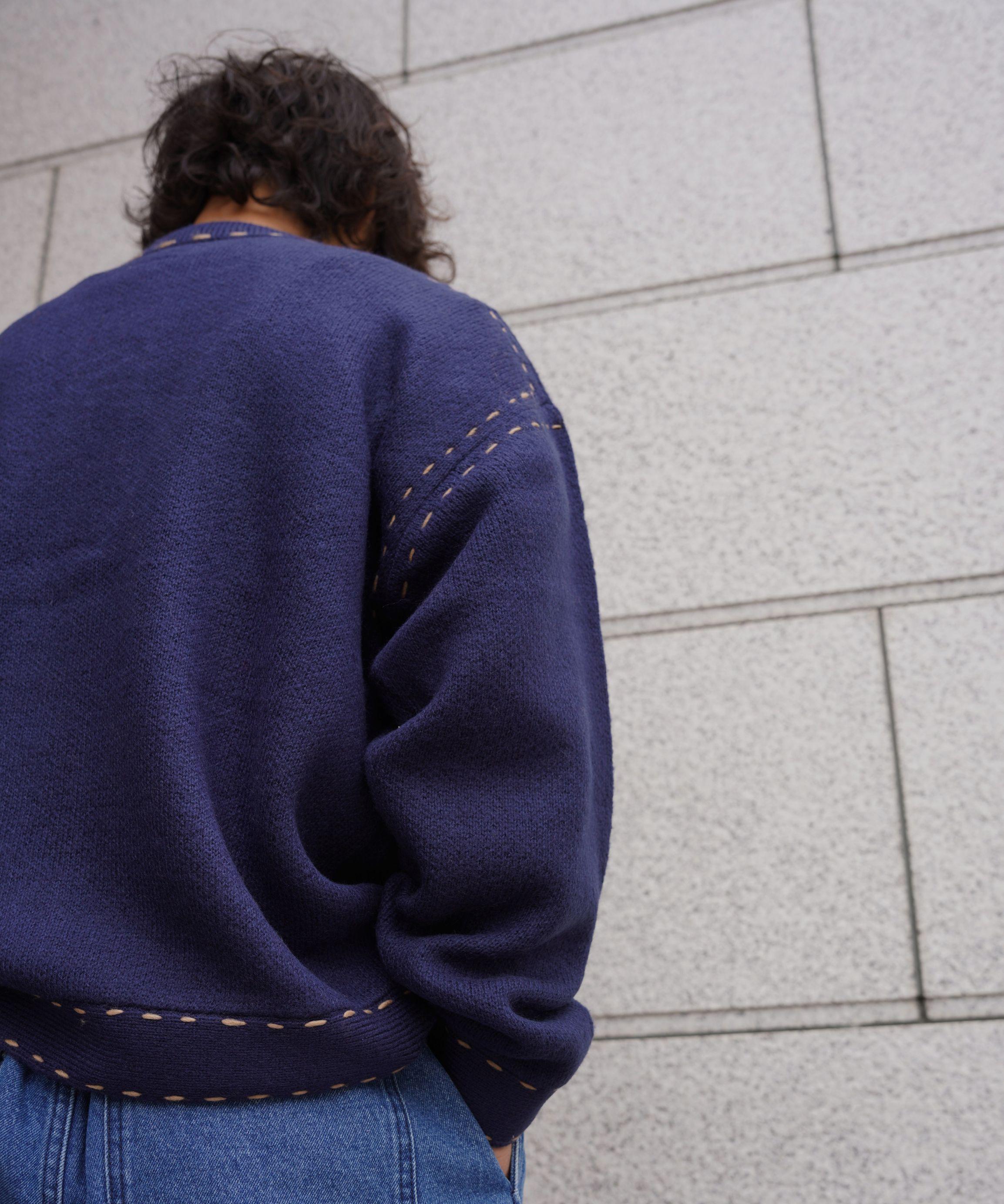 B omnivore/ビーオムニボー 起毛KNIT HAND JACKET ネイビー