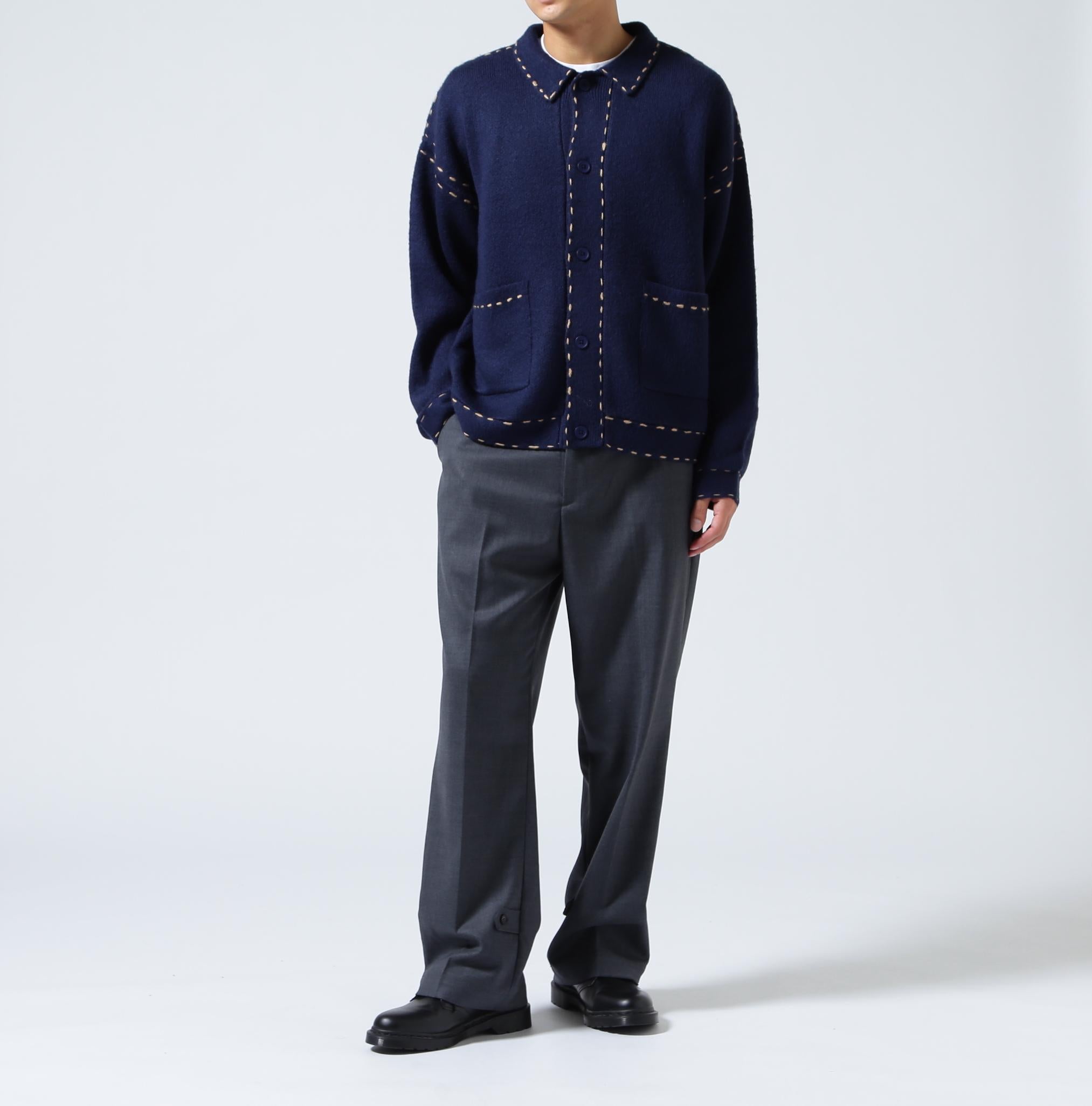 B omnivore/ビーオムニボー 起毛KNIT HAND JACKET ネイビー