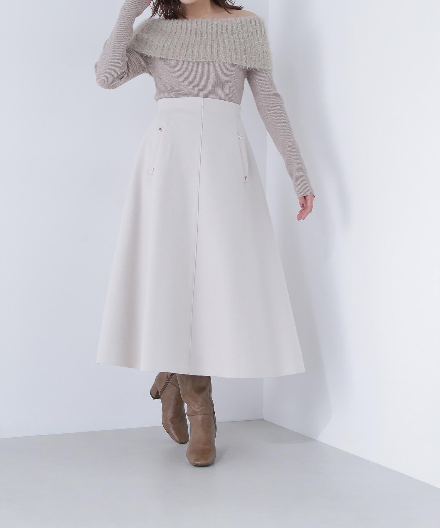 圧縮ジャージーシリーズ フレアスカート オフホワイト1