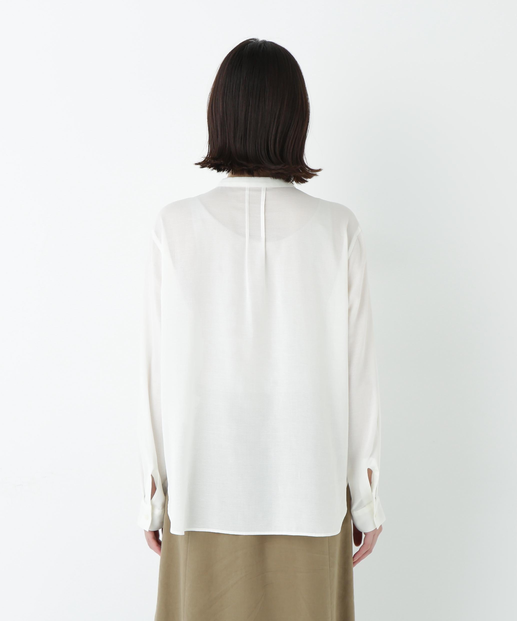 コットンジョーゼットボイルバンドシャツブラウス ホワイト