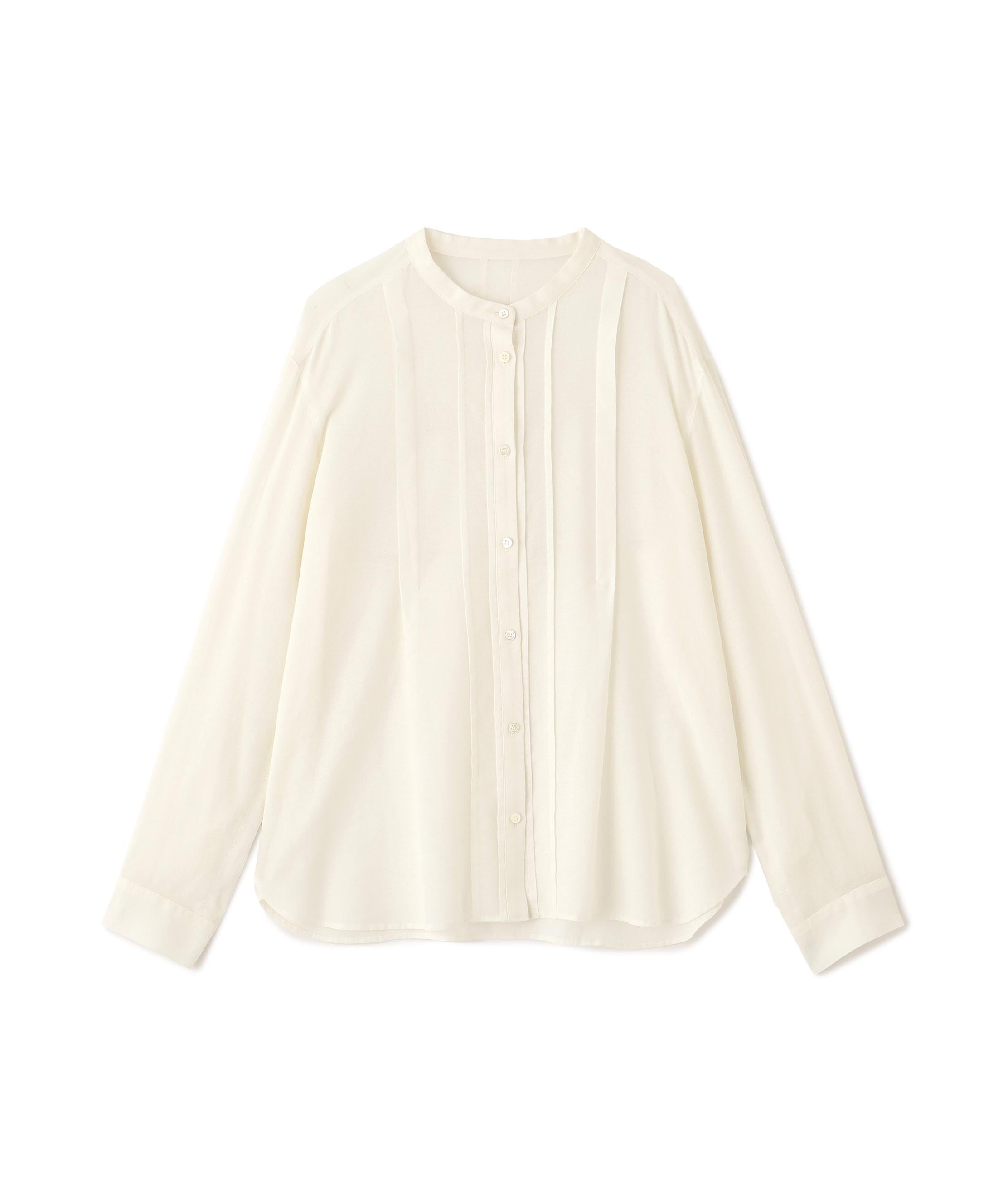 コットンジョーゼットボイルバンドシャツブラウス ホワイト