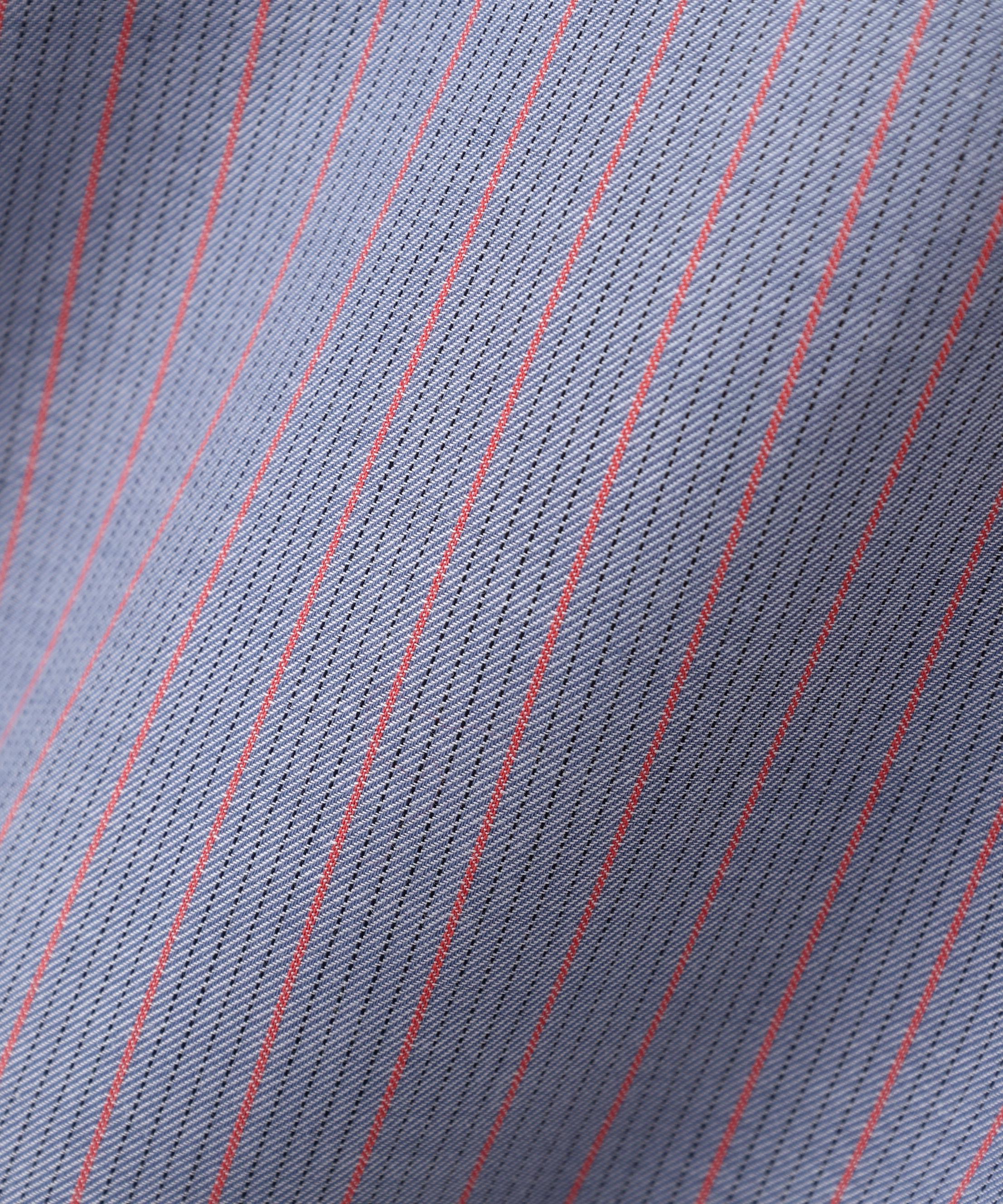 スタンドフリルブラウス ブルー×ピンクストライプ3