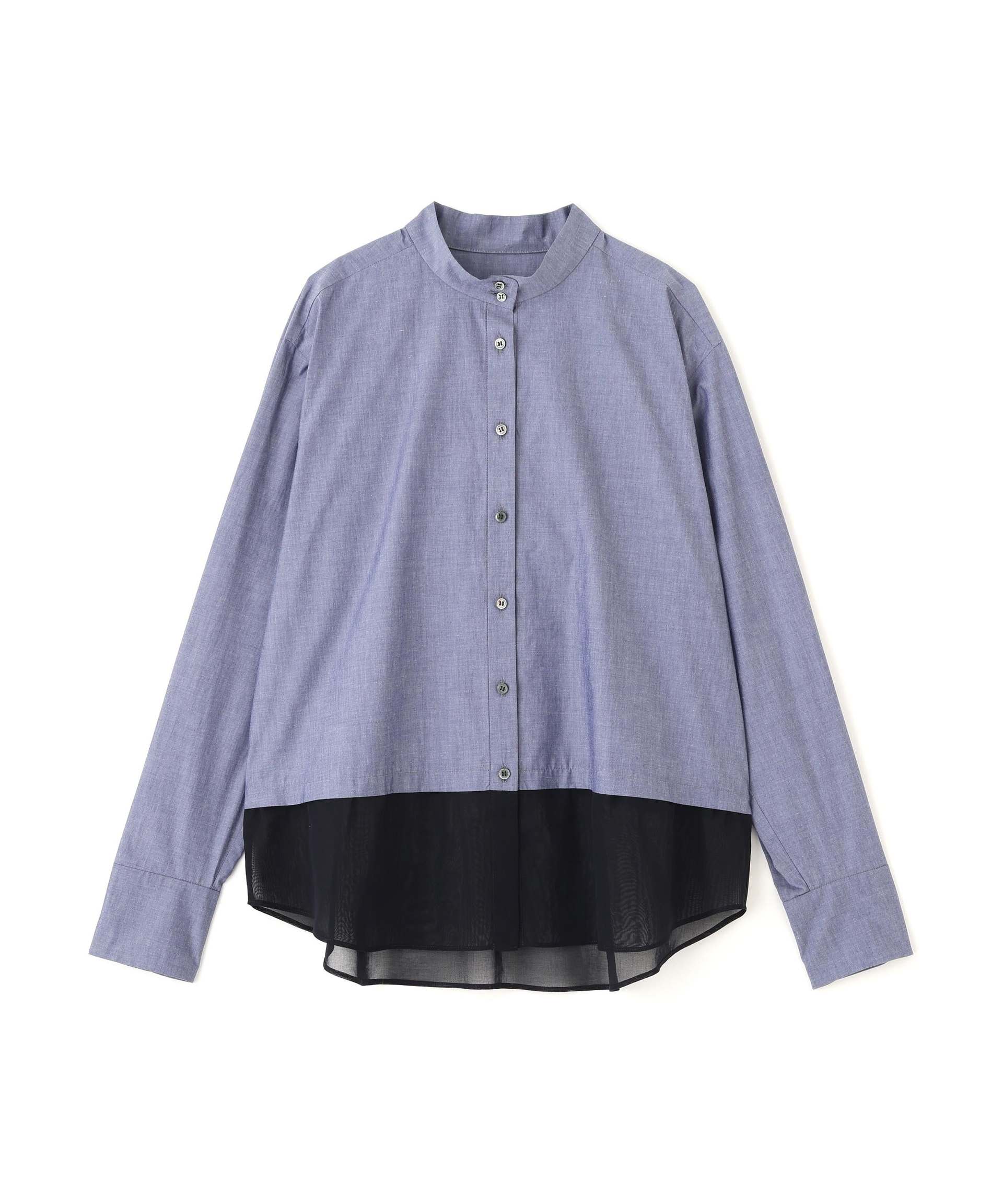 シアーヘムドッキングハイネックブラウス ネイビー