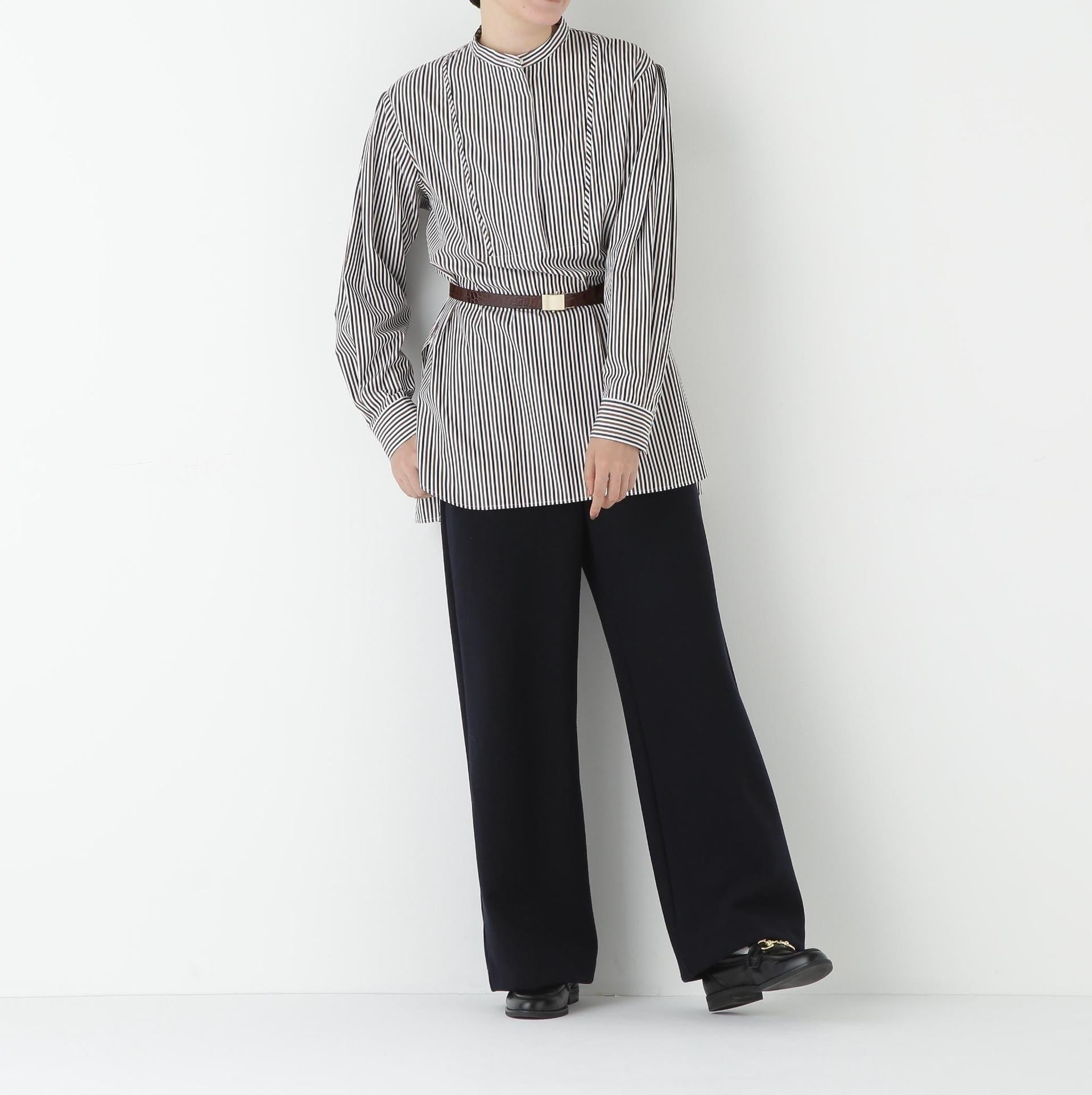 ストライプオーバーブラウス ブラウンストライプ3