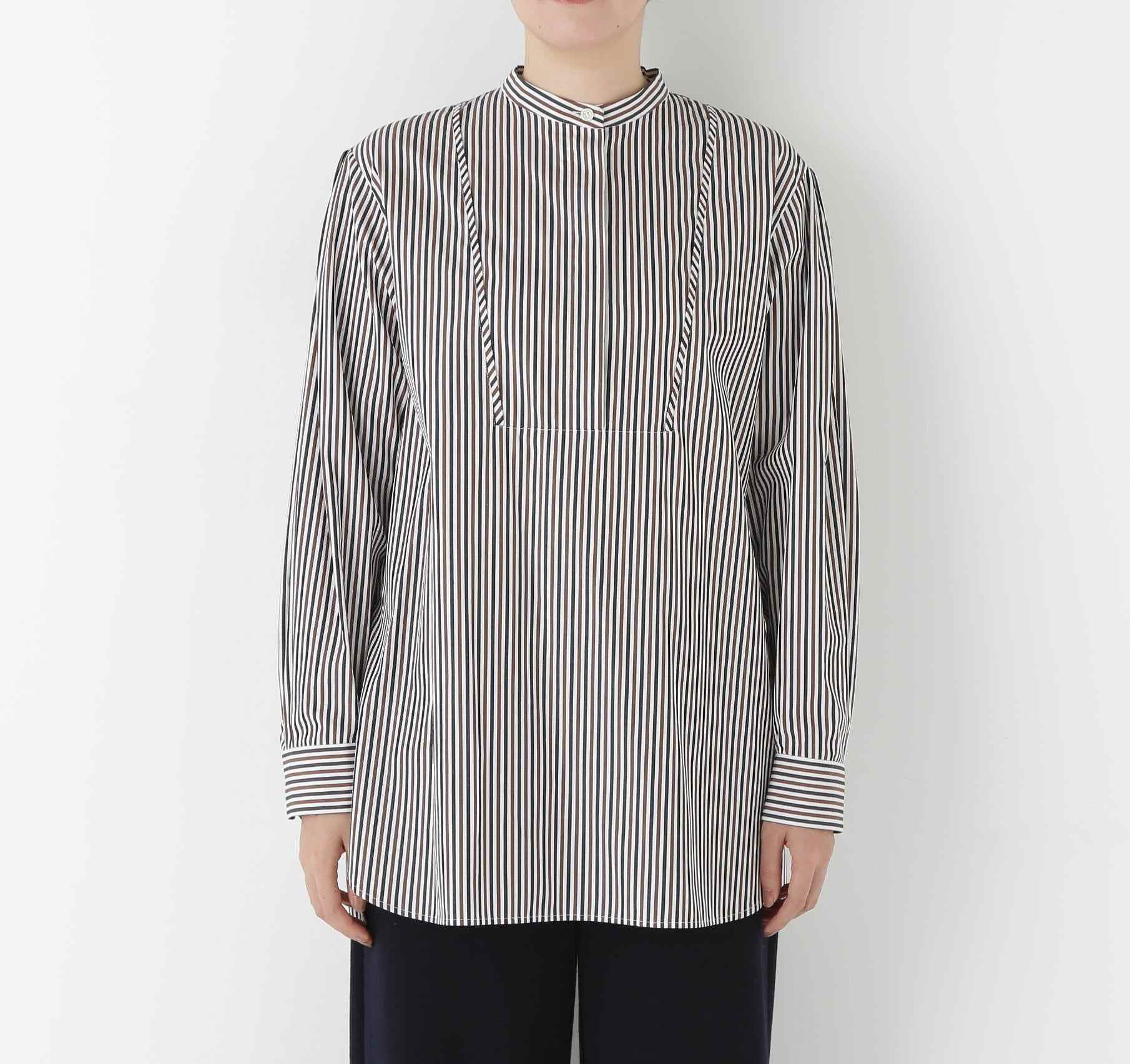 ストライプオーバーブラウス ブラウンストライプ3