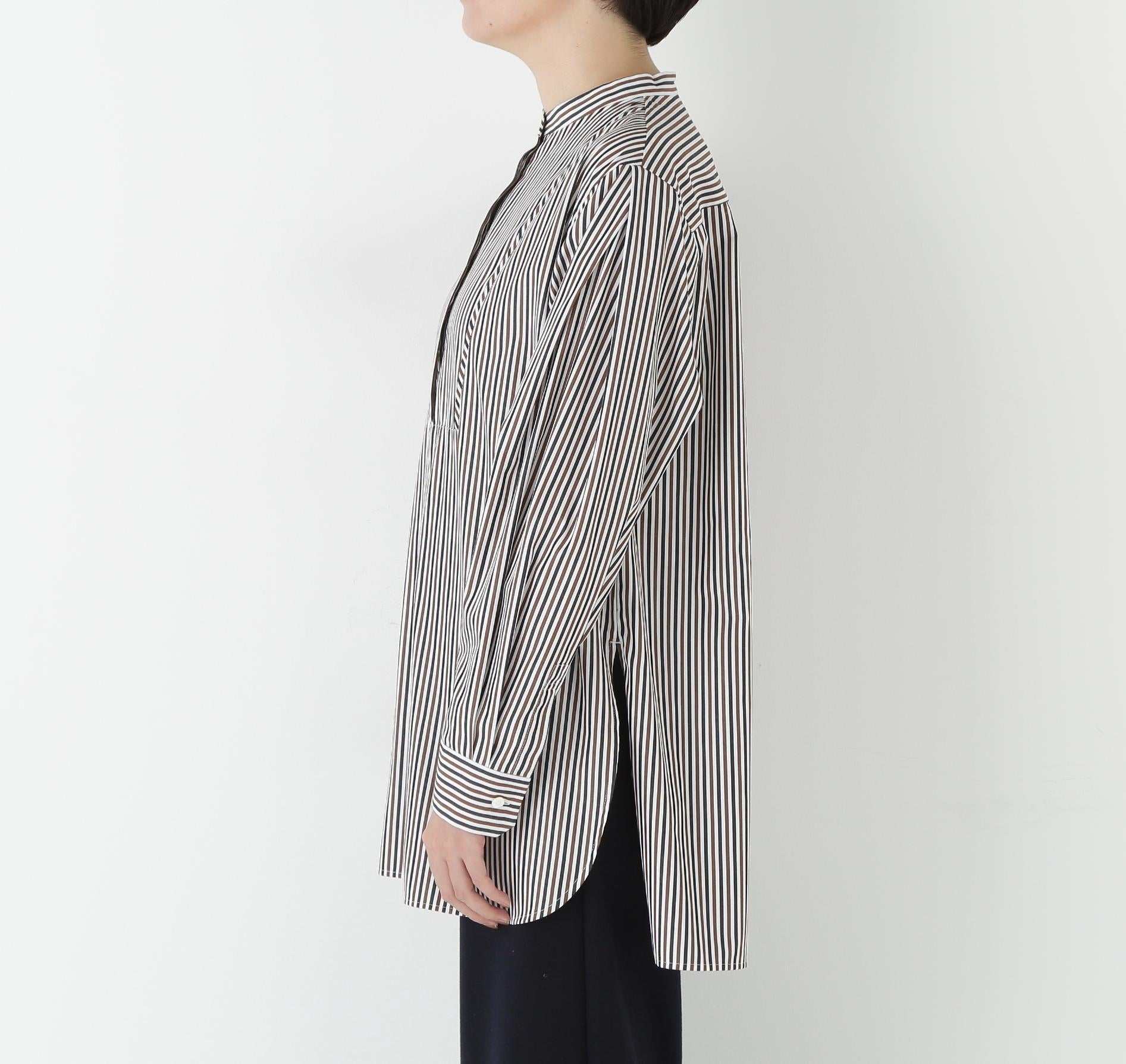 ストライプオーバーブラウス ブラウンストライプ3