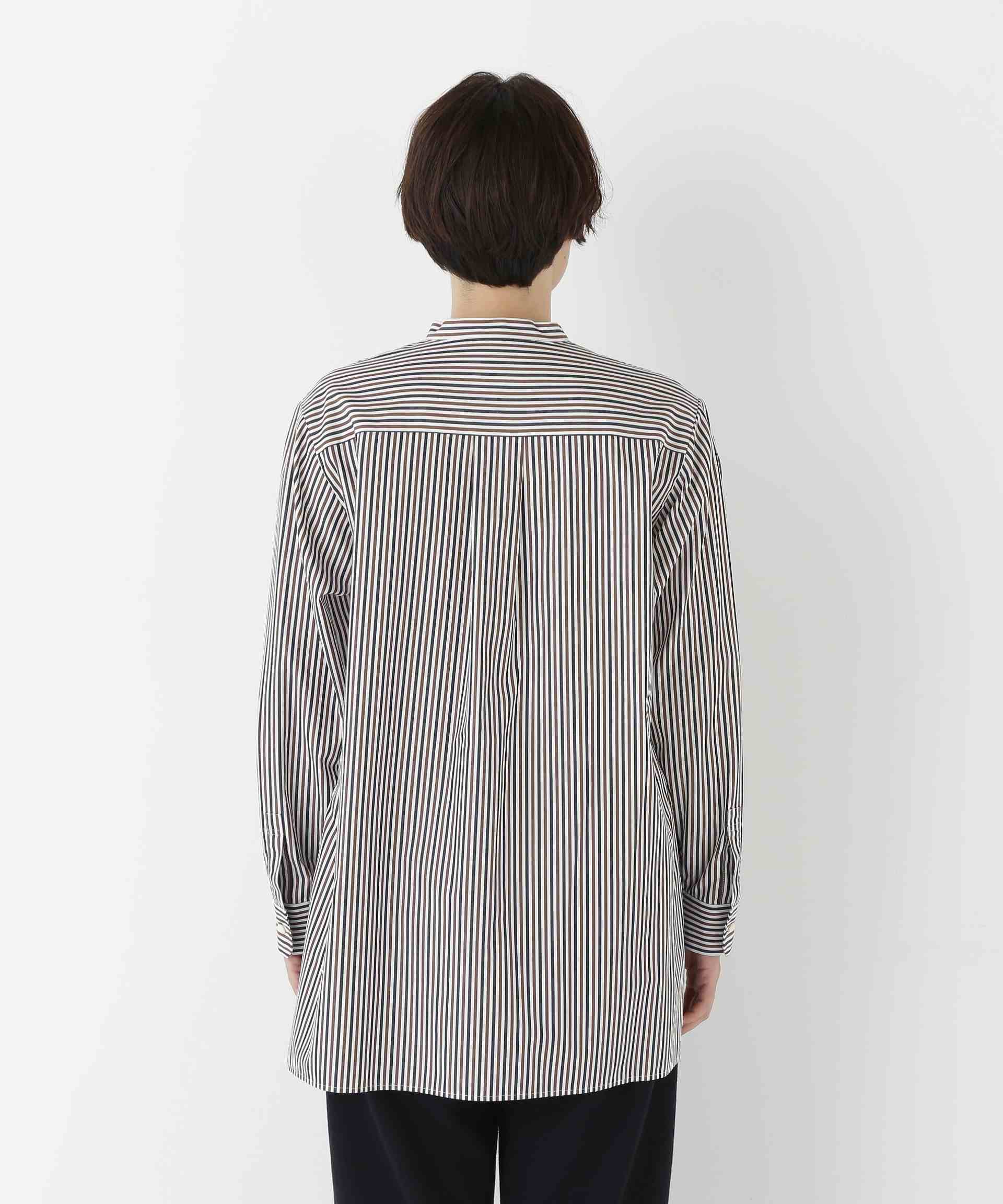 ストライプオーバーブラウス ブラウンストライプ3