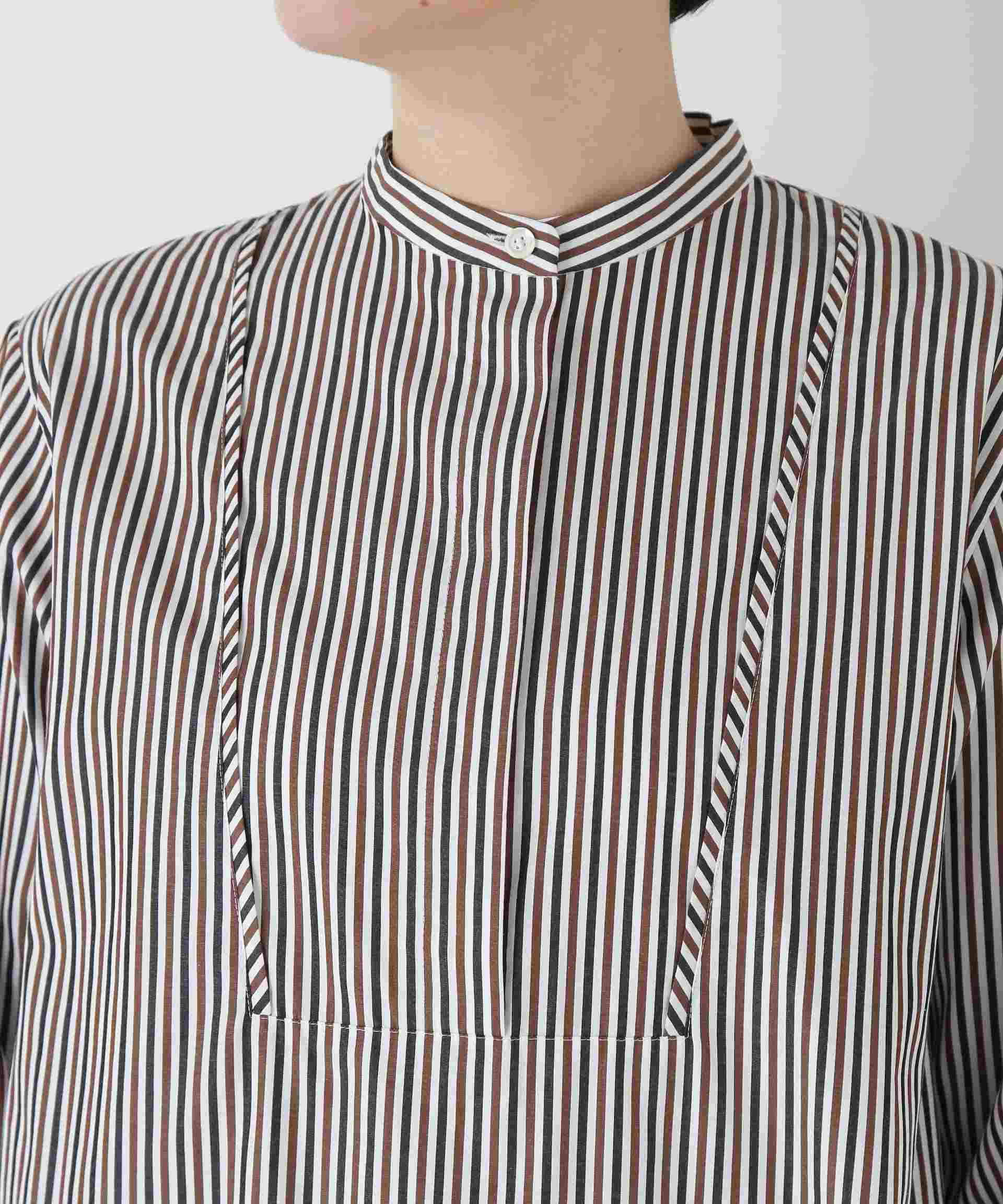 ストライプオーバーブラウス ブラウンストライプ3