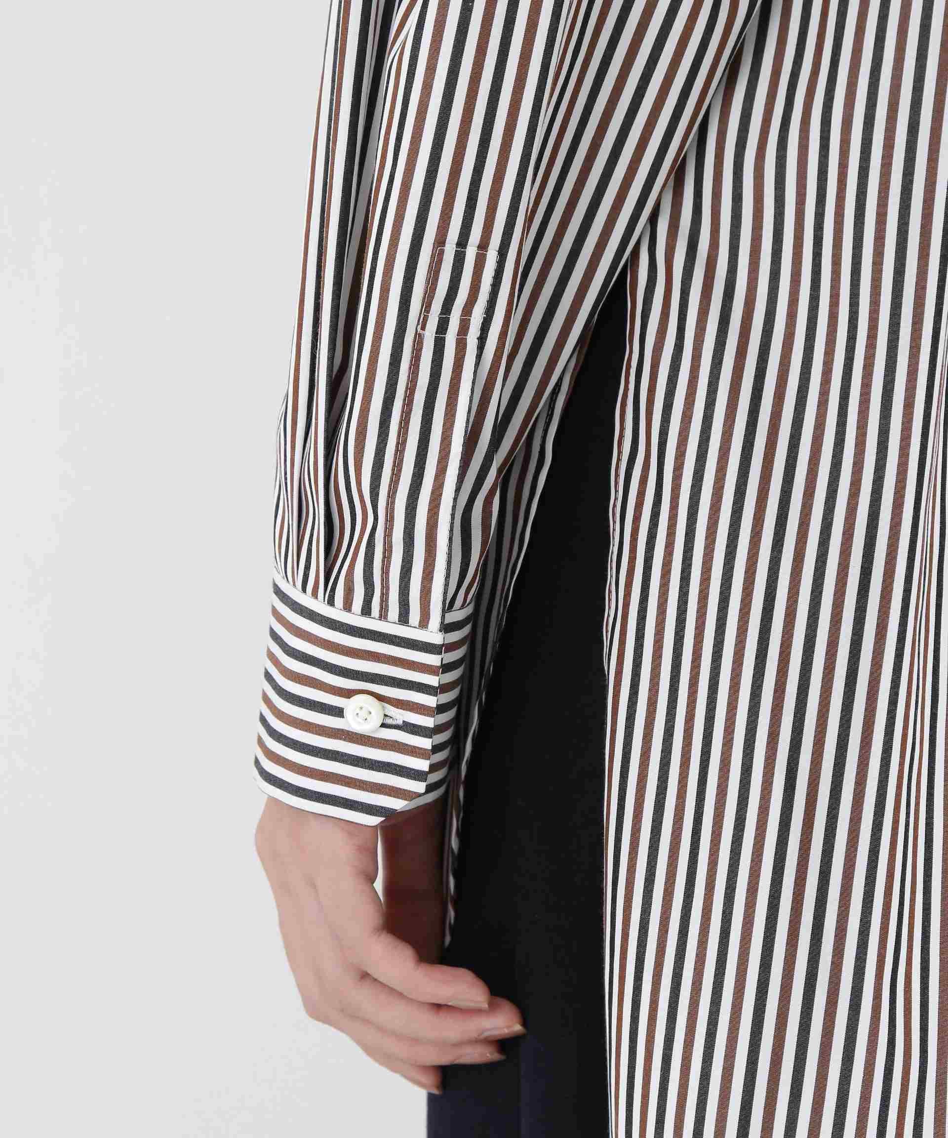 ストライプオーバーブラウス ブラウンストライプ3