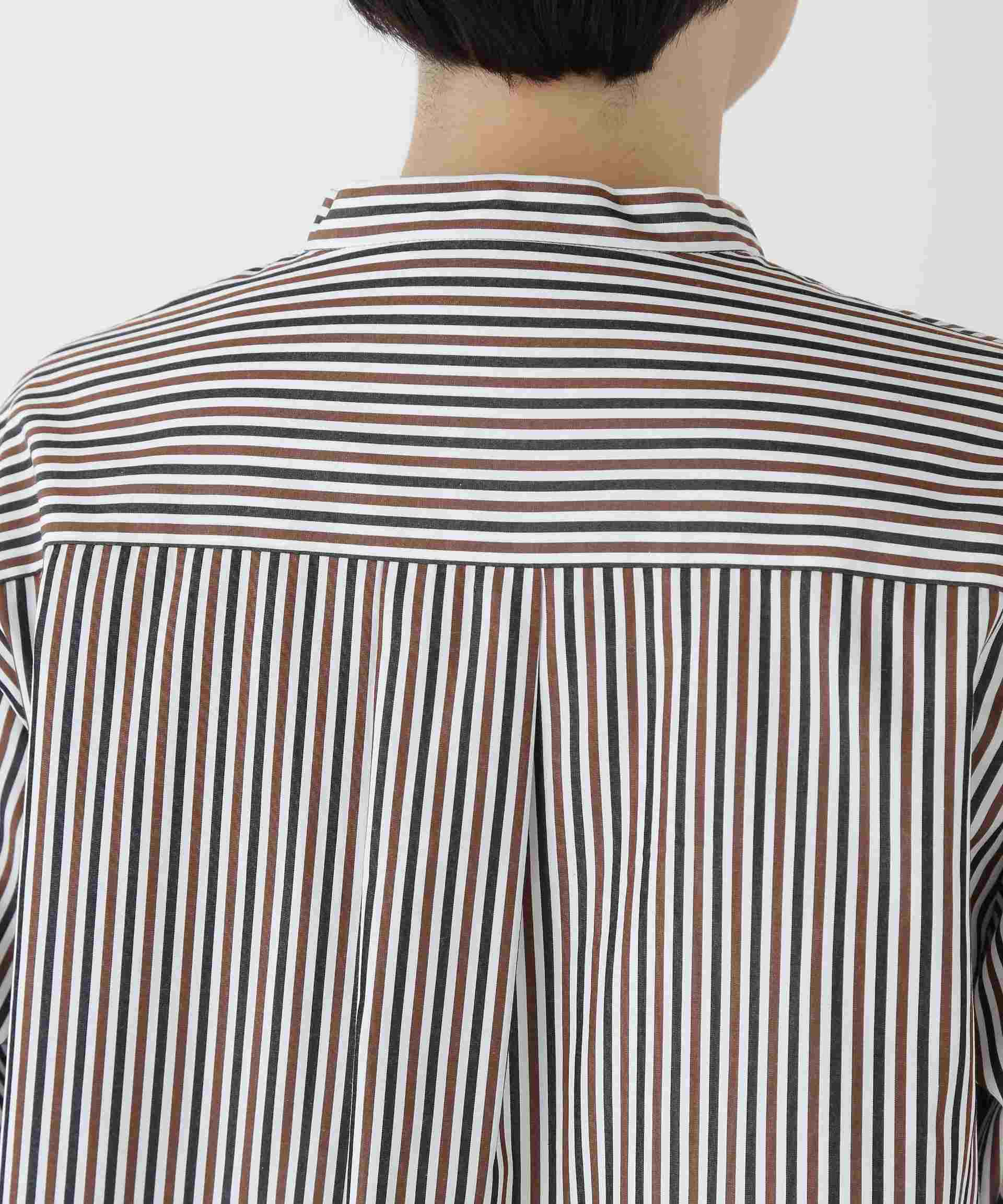 ストライプオーバーブラウス ブラウンストライプ3
