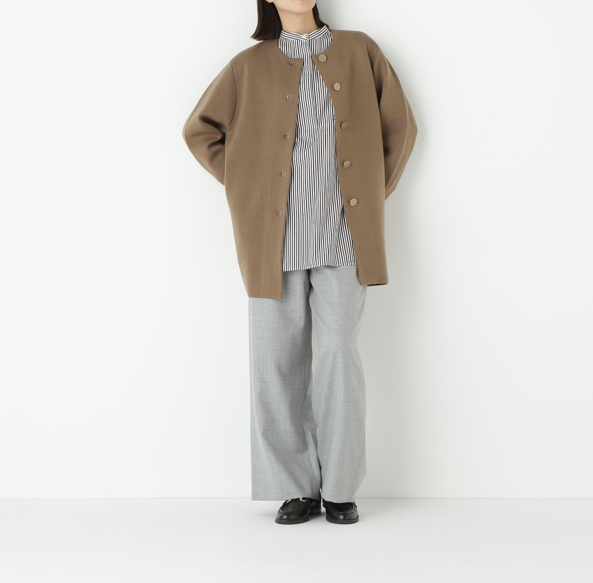 ストライプオーバーブラウス ブラウンストライプ3