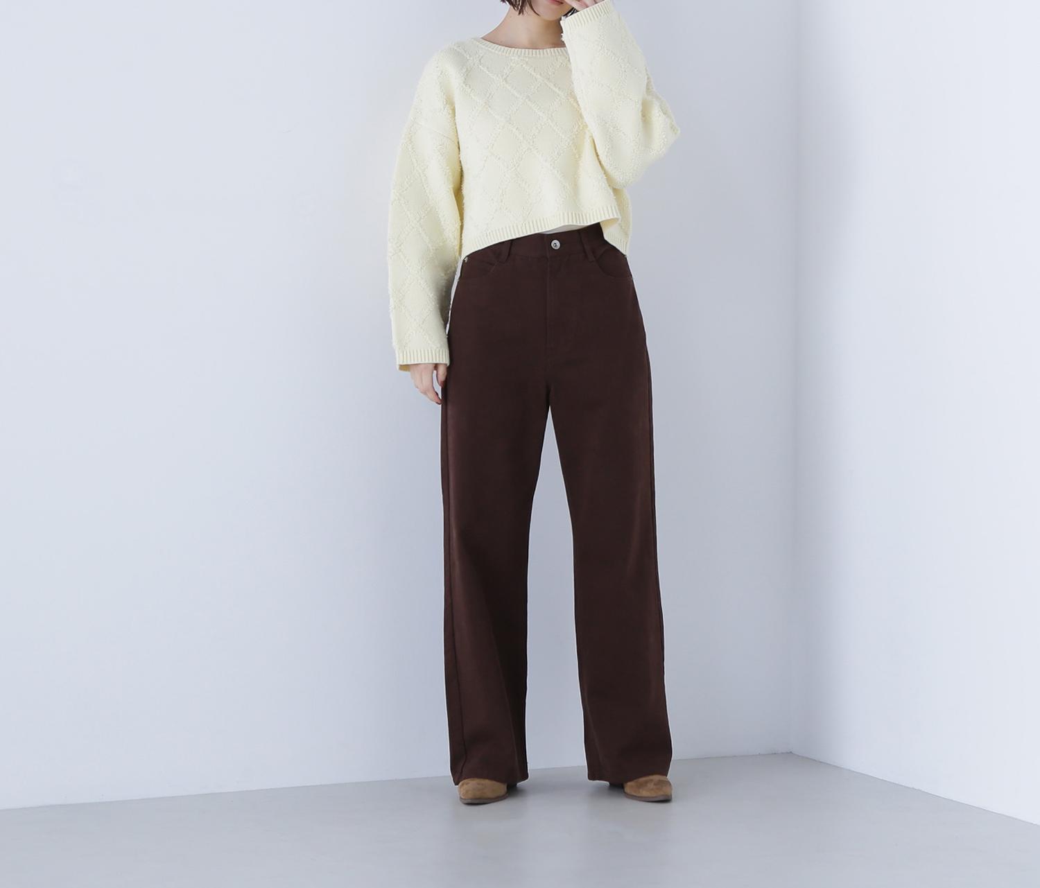 ダイヤ柄クロップドニット イエロー