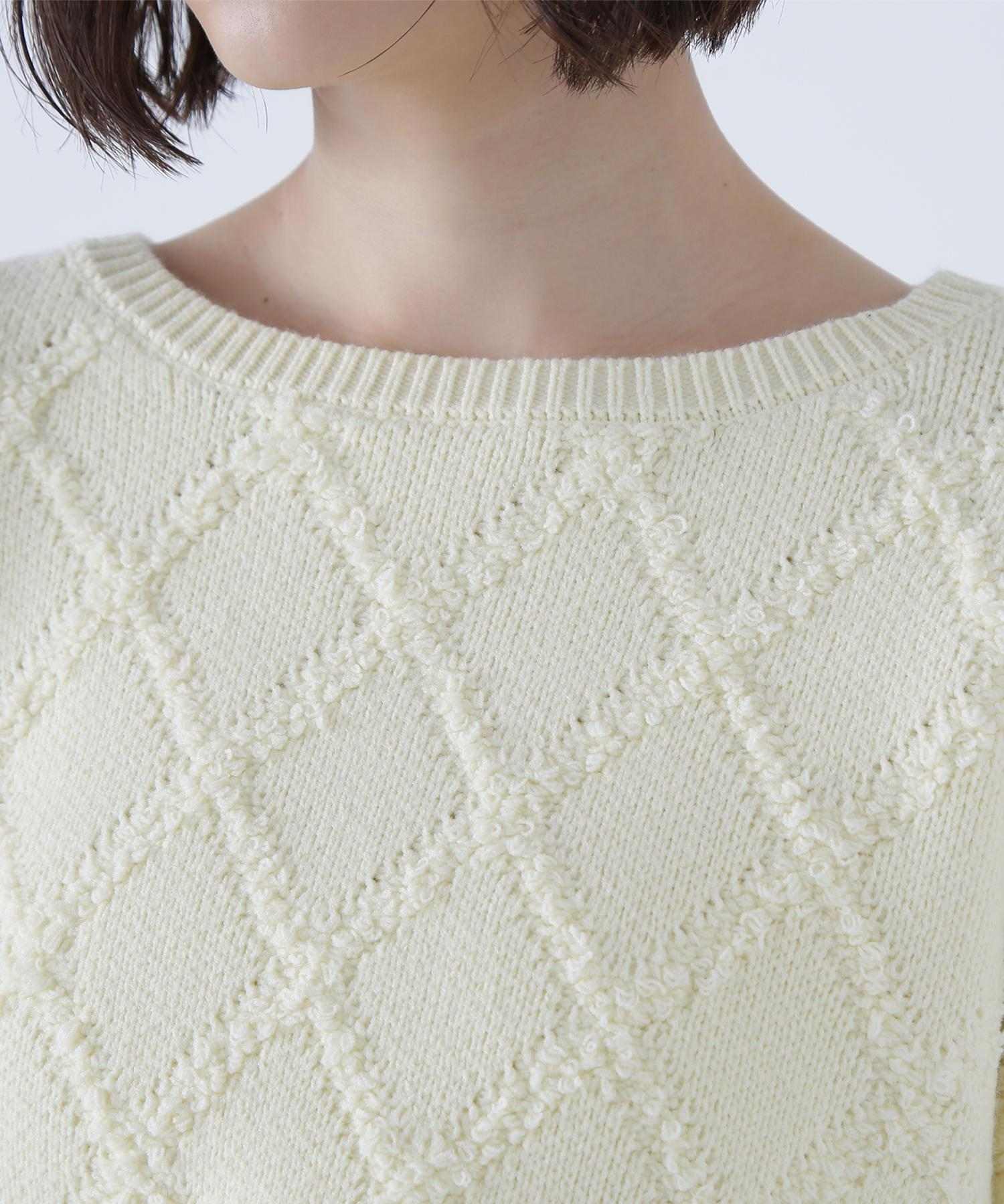 ダイヤ柄クロップドニット イエロー