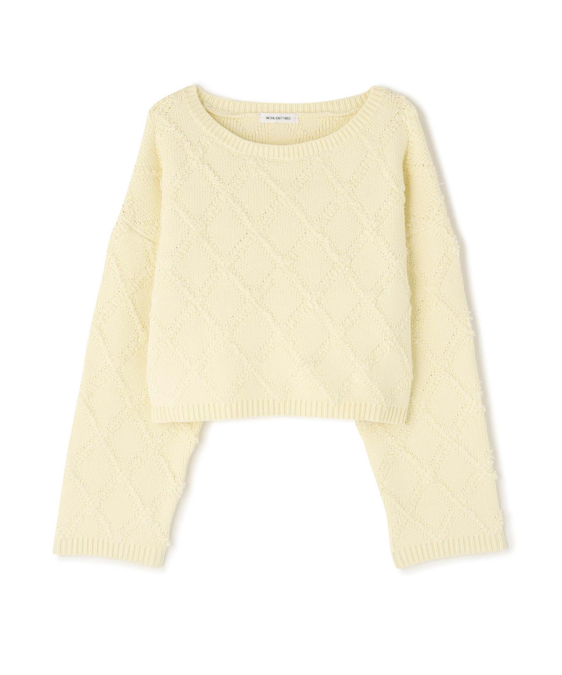 ダイヤ柄クロップドニット イエロー