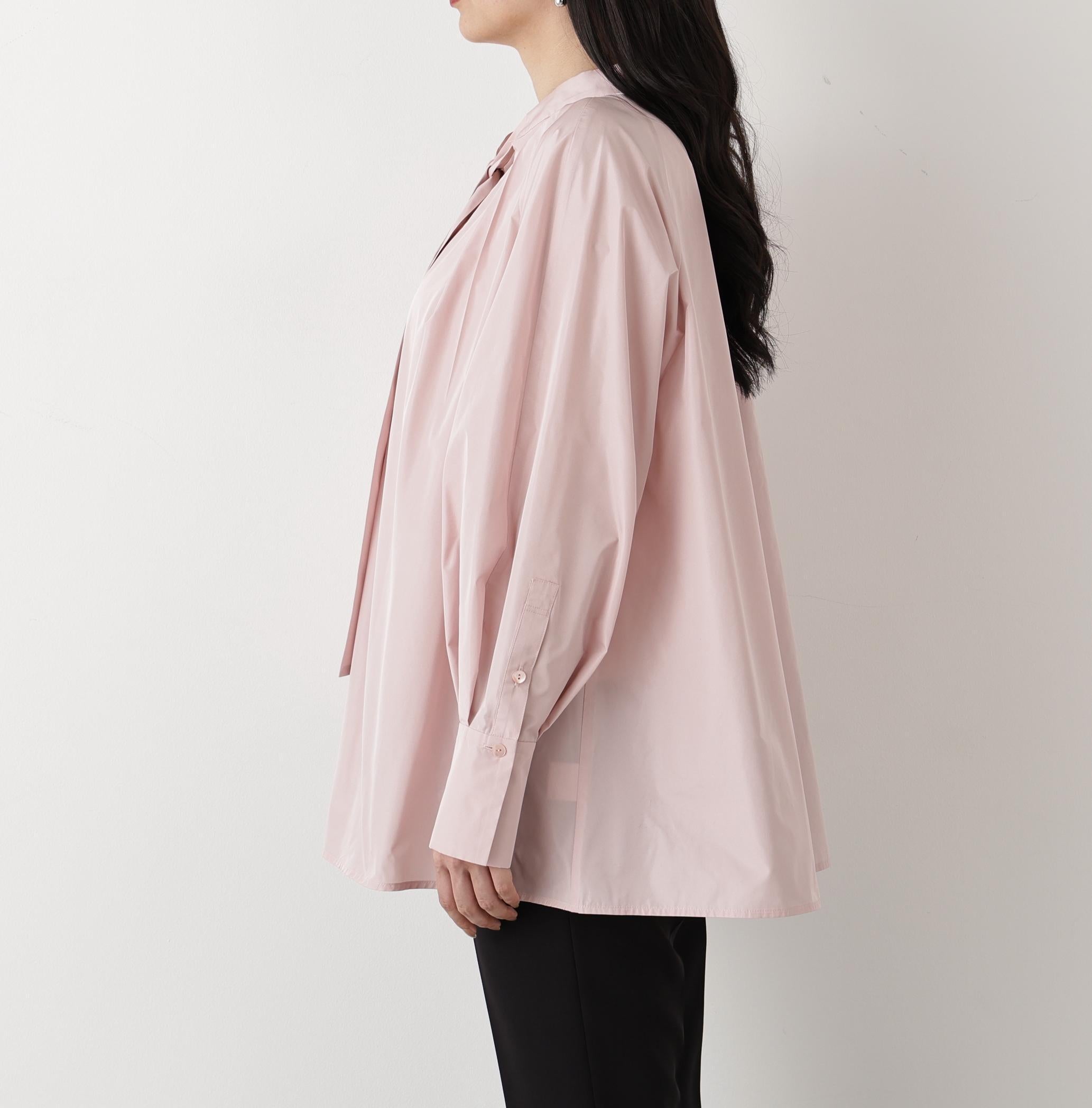 タックフレアボウブラウス ローズピンク