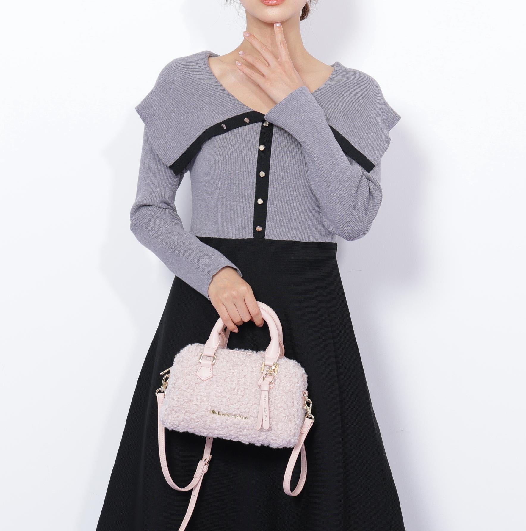 ボアミニボストン ピンク