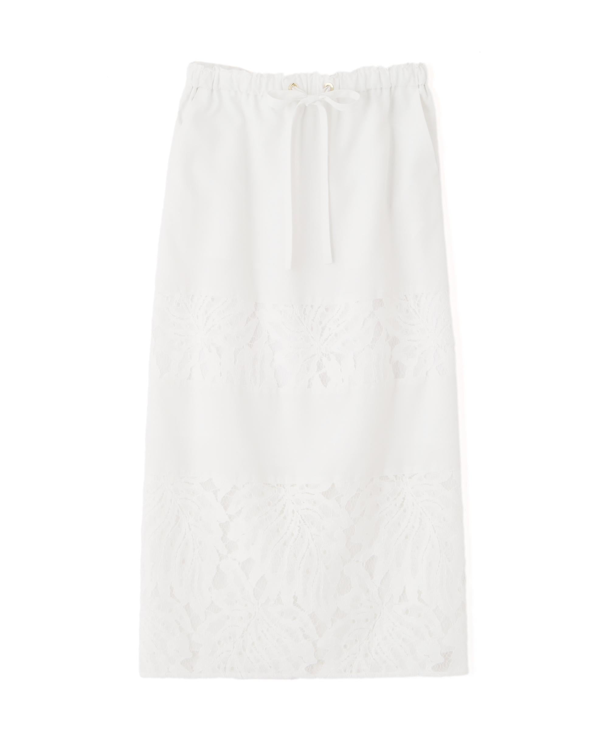 ◆リーフ柄レーススピンドルスカート ホワイト