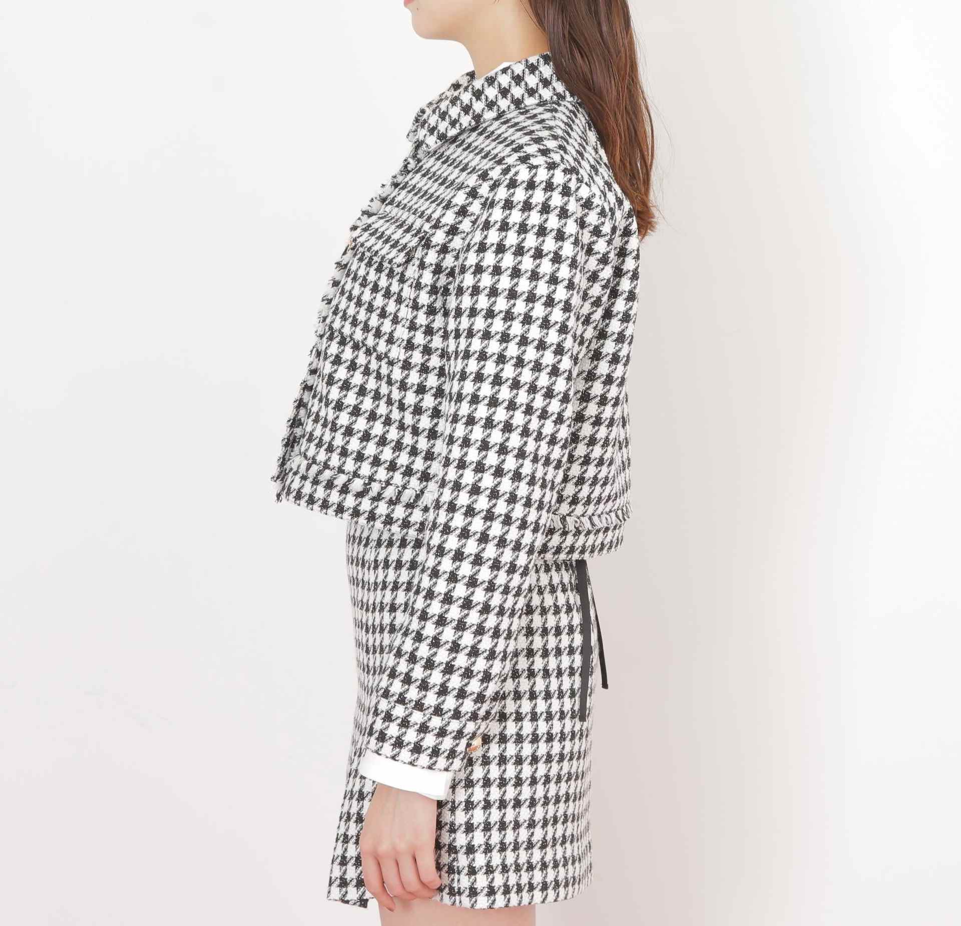 千鳥ツイードジャケット ブラック1