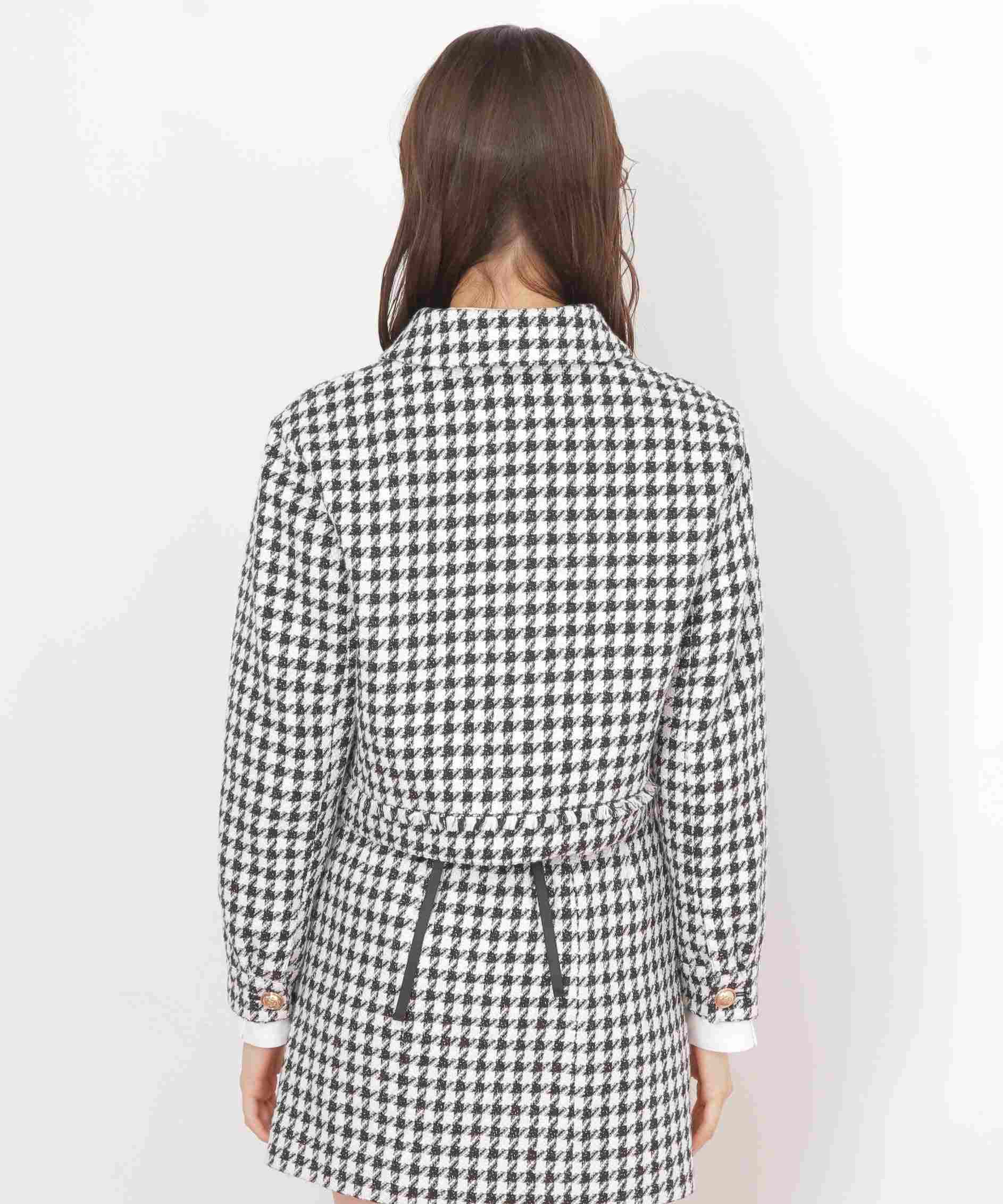 千鳥ツイードジャケット ブラック1