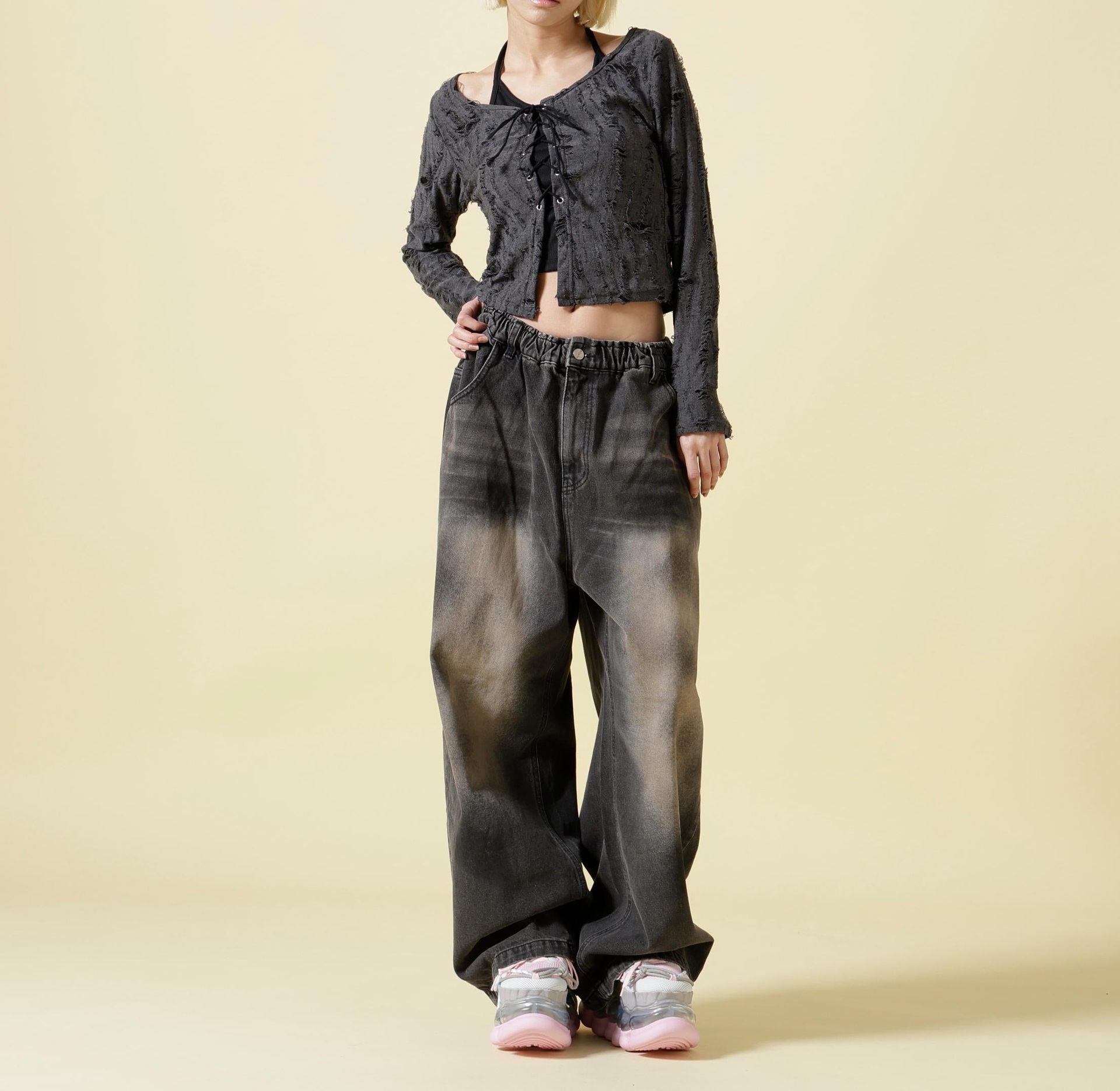 SIS/エスアイエス/Dirty Denim Pants ブラック