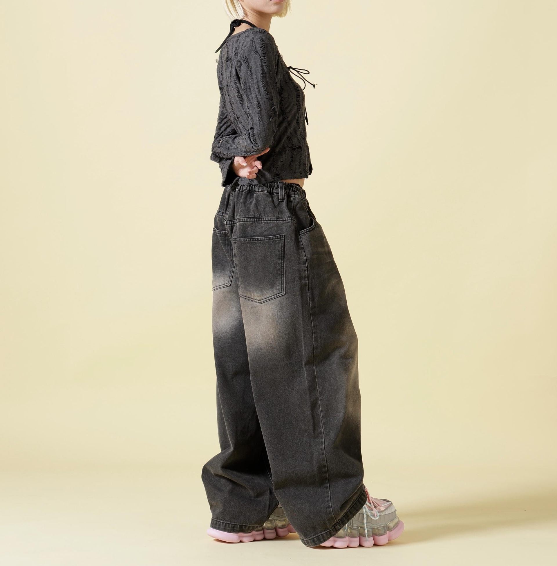 SIS/エスアイエス/Dirty Denim Pants ブラック