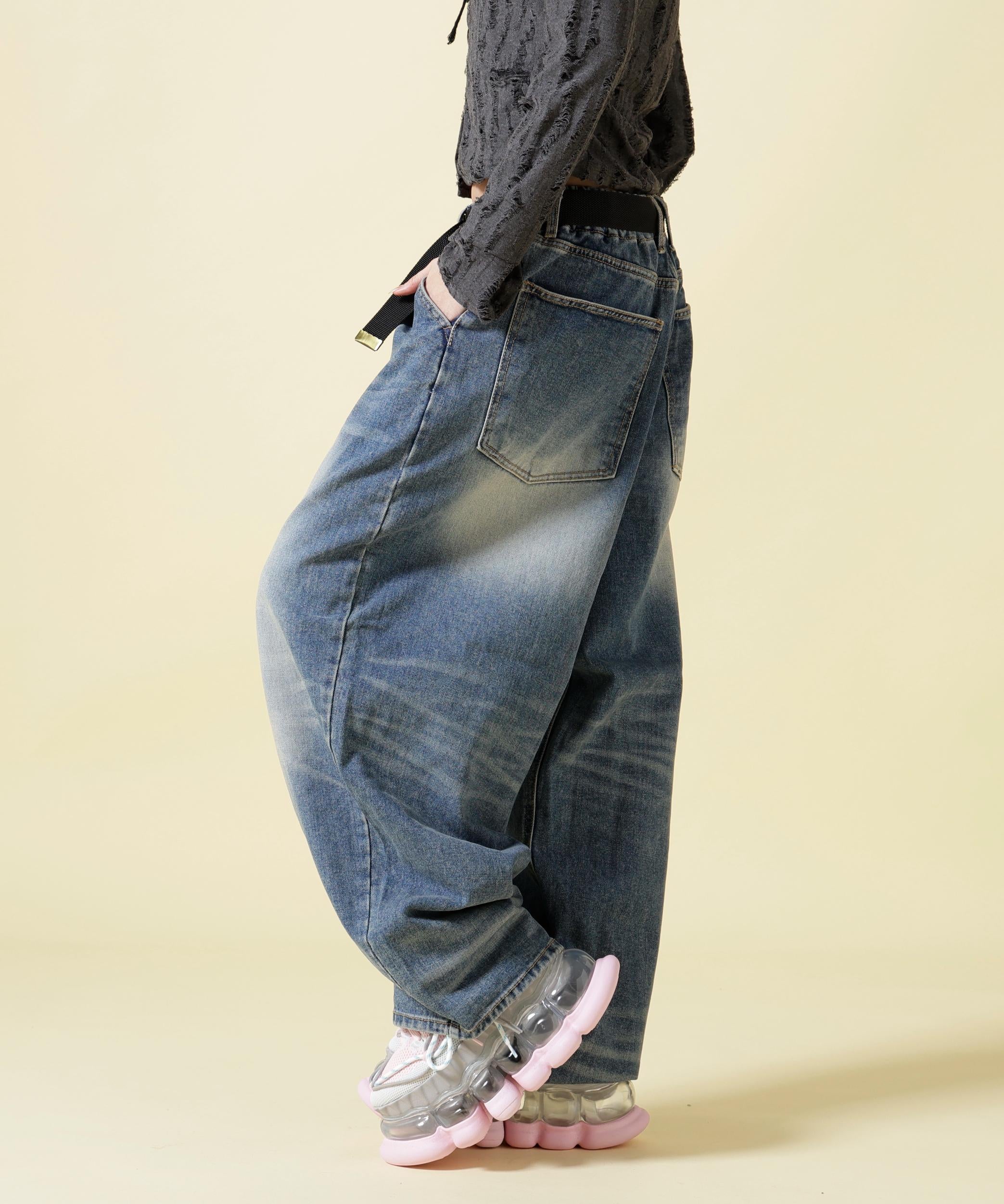 SIS/エスアイエス/Washed Denim Wide Pants Blue ブルー